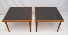 Pair of Martz Walnut and Tile End Tables for Marshall Studios