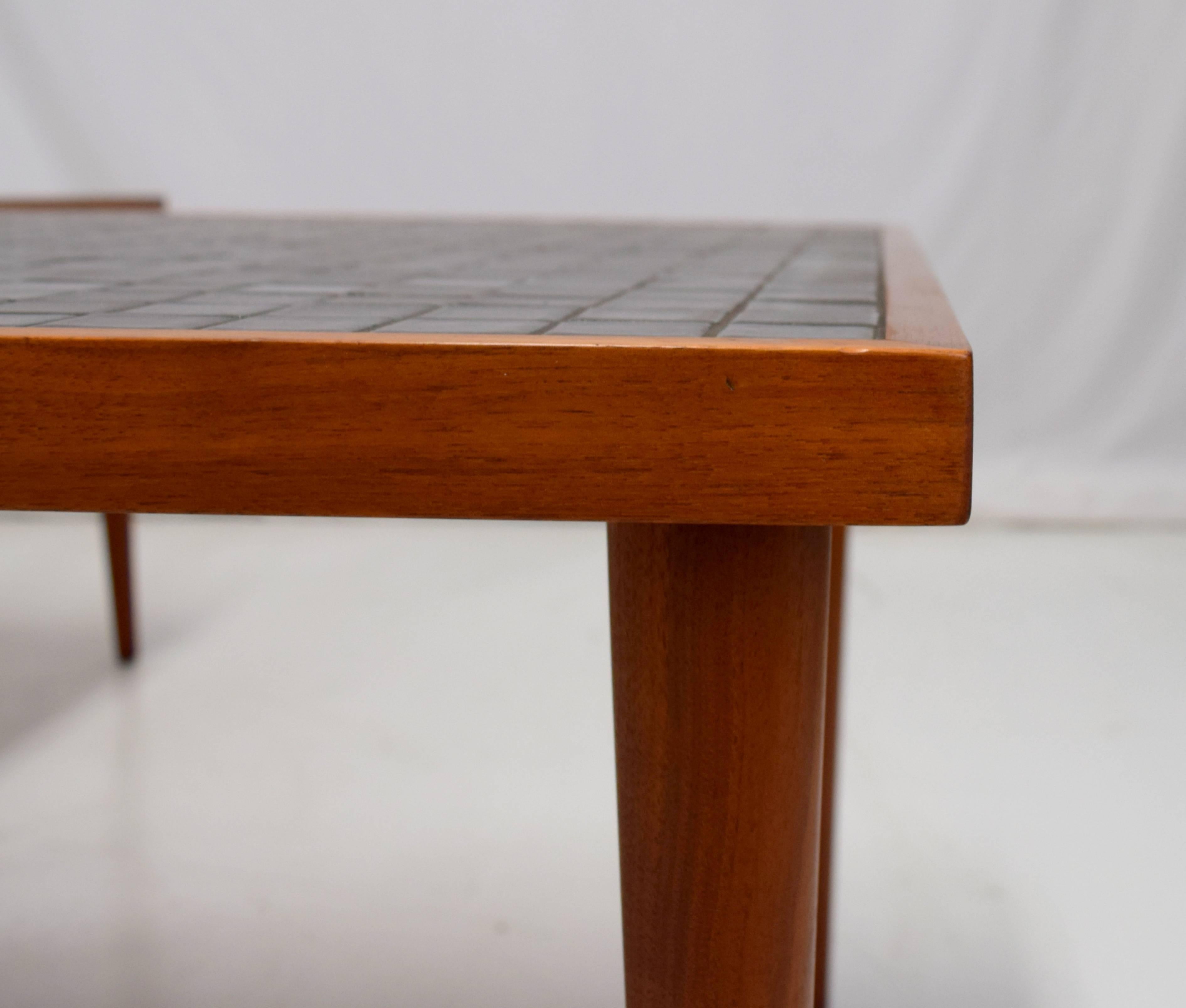 Pair of Martz Walnut and Tile End Tables for Marshall Studios In Excellent Condition For Sale In Chicago, IL