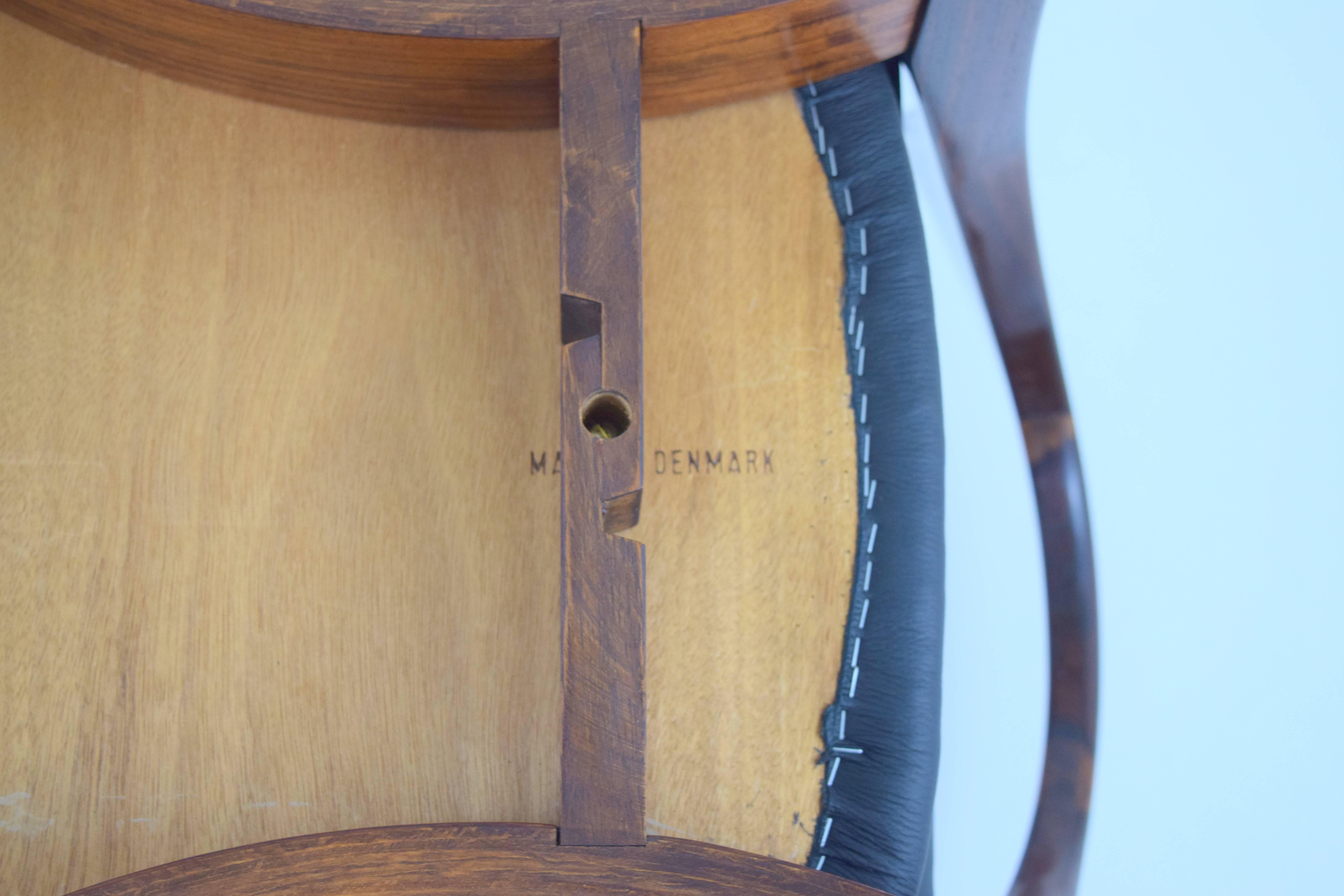 Leather Niels Koefoed Set of Four Rosewood Peter Chairs For Sale