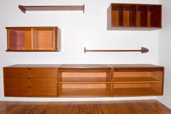 Midcentury Floating Walnut Wall Unit