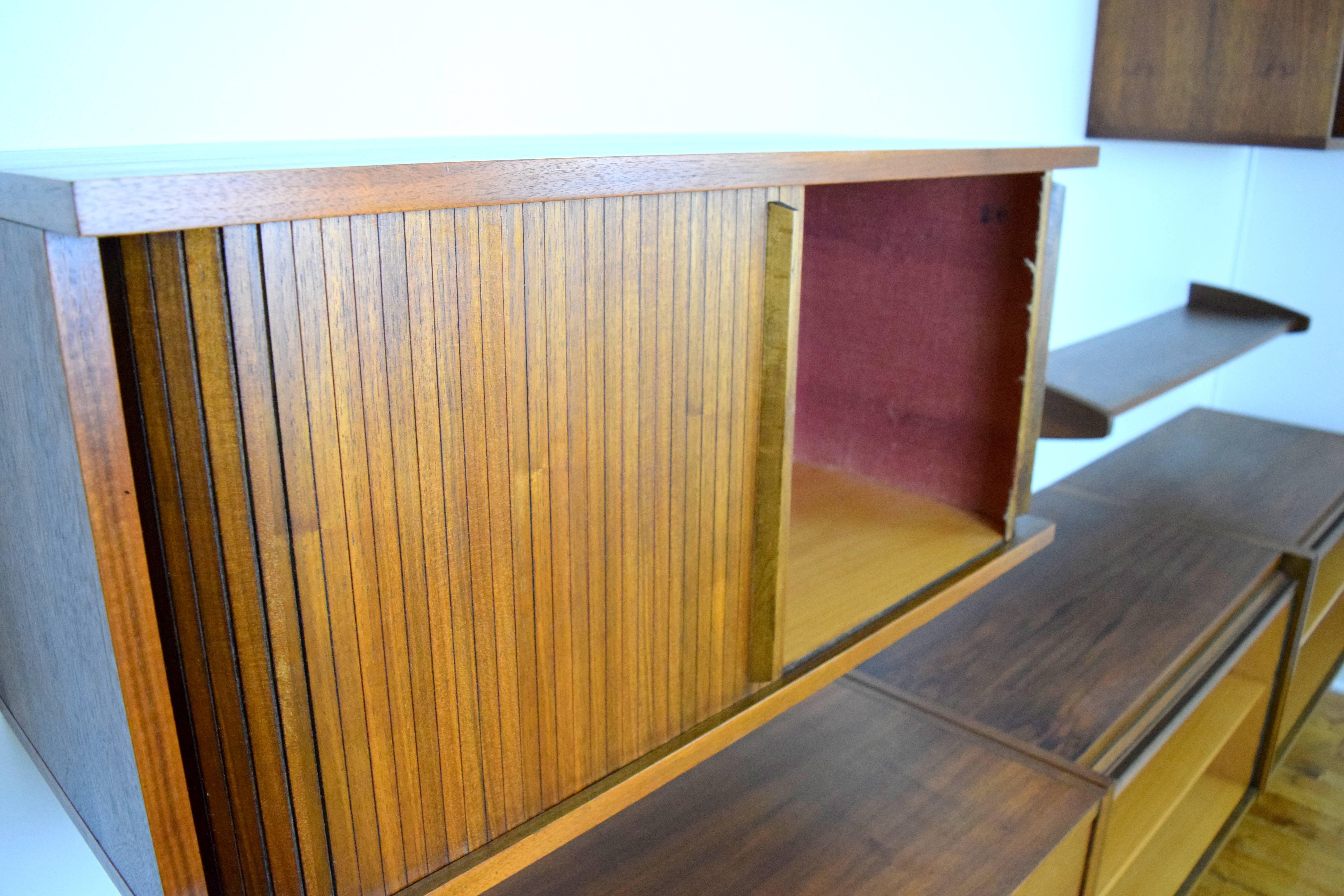 Midcentury Floating Walnut Wall Unit In Good Condition In Chicago, IL