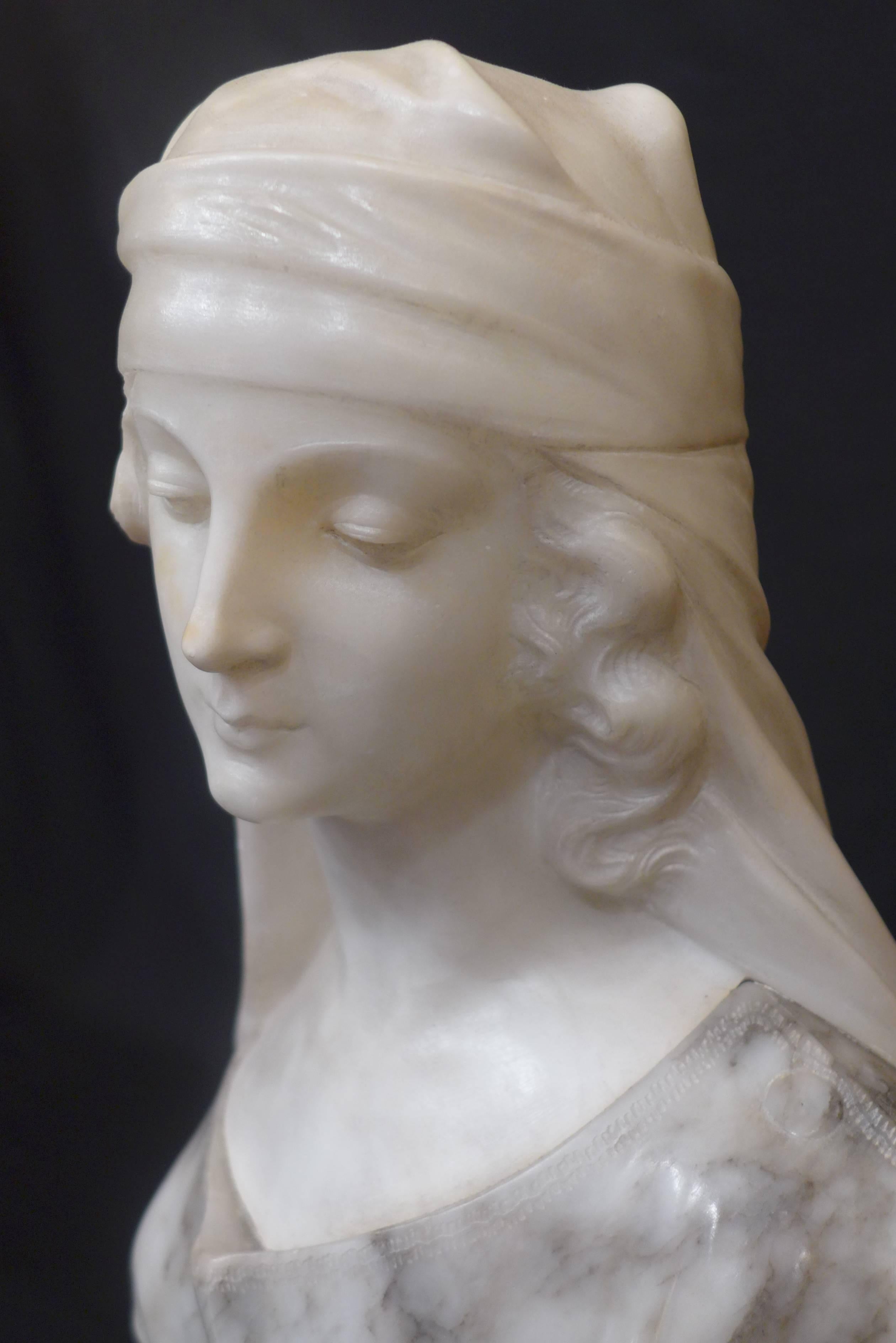 Belle Époque Alabaster and Marble, Guglielmo Pugi Italian Sculpture, circa 1900