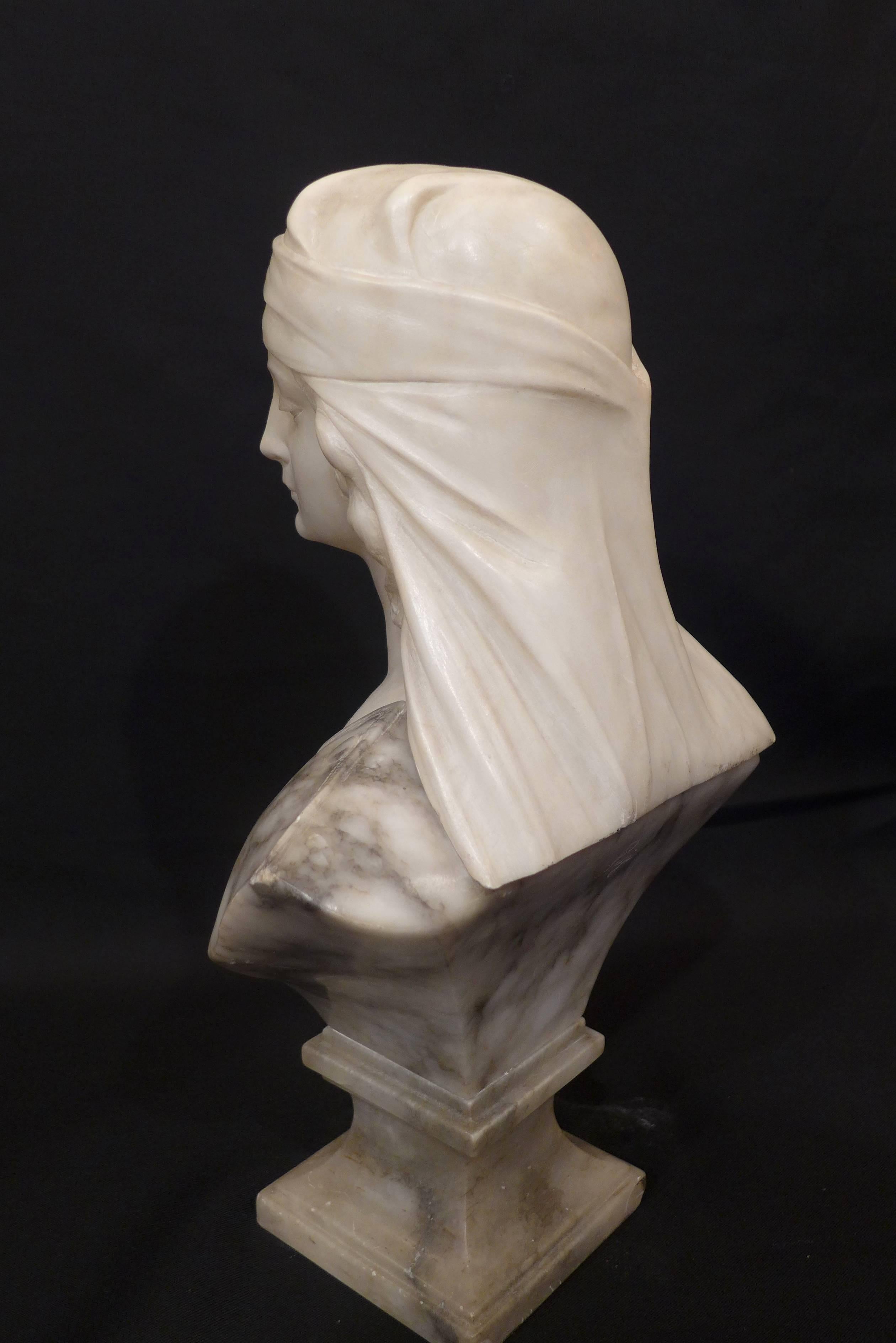 Carved Alabaster and Marble, Guglielmo Pugi Italian Sculpture, circa 1900