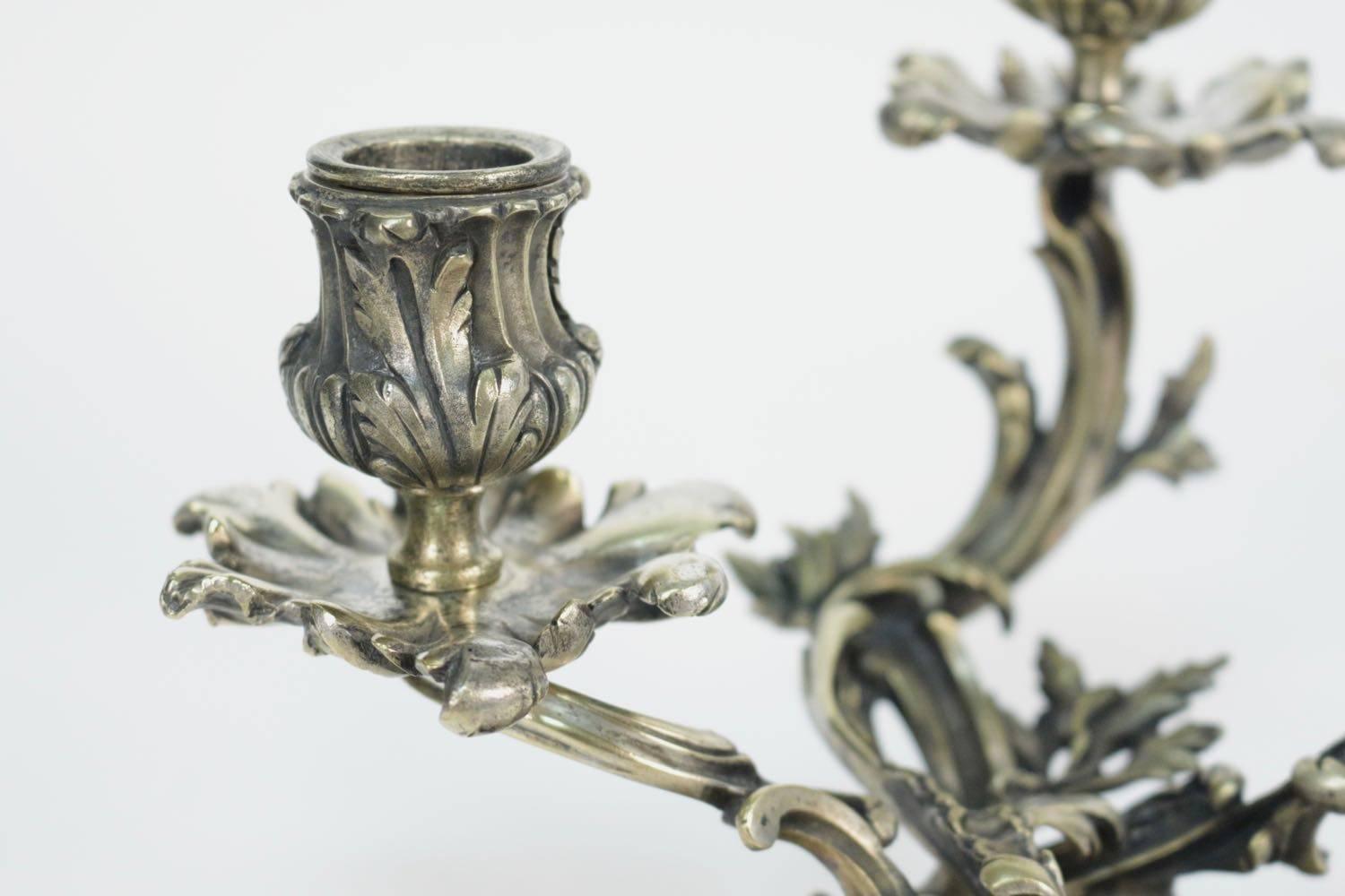 Bronze Henri Vian, Late-19th Century Pair of Rococo Revival Candlesticks