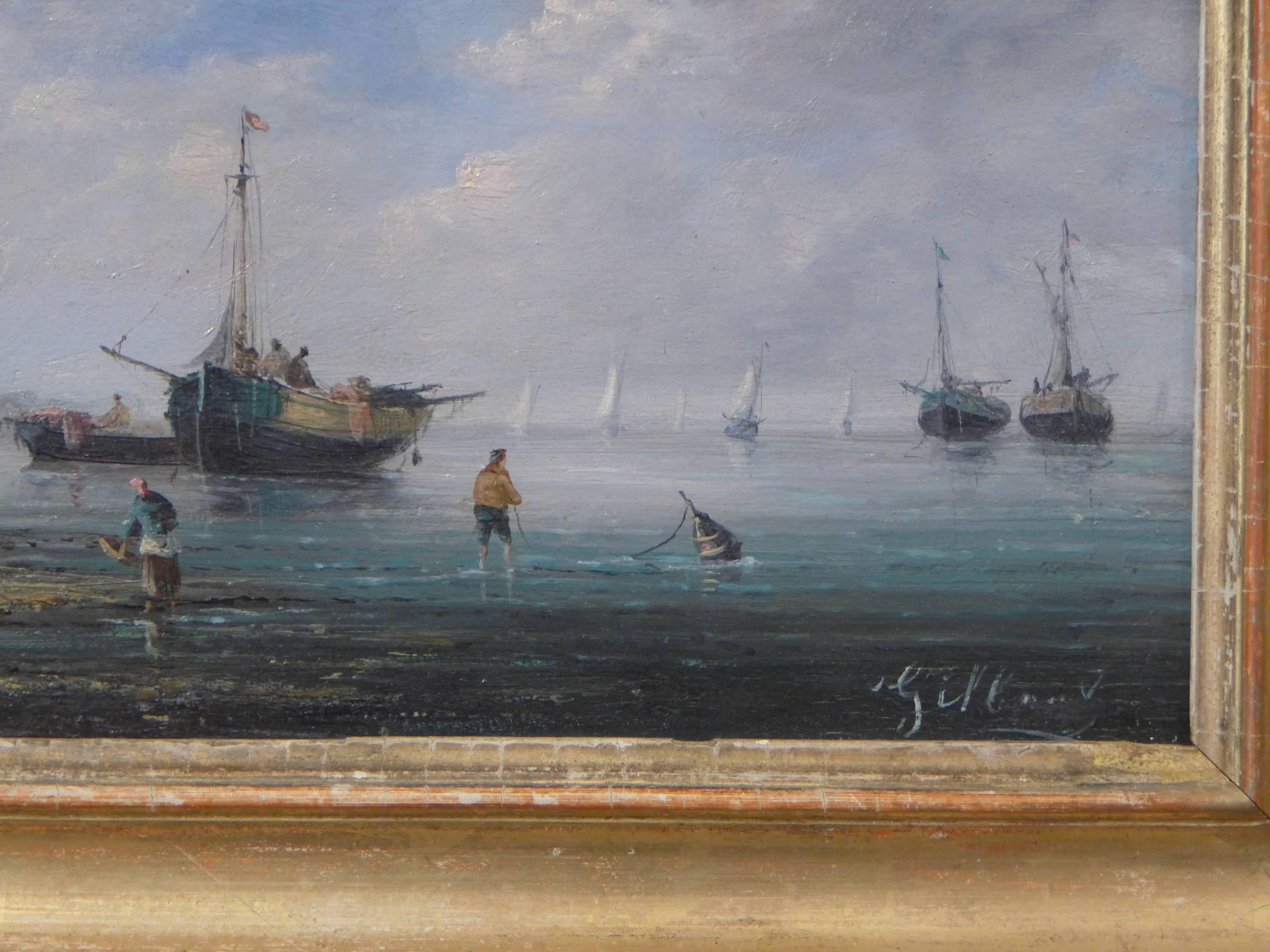 19th Century Oil on Canvas Called Les Pêcheurs by Pierre Julien Gilbert 1