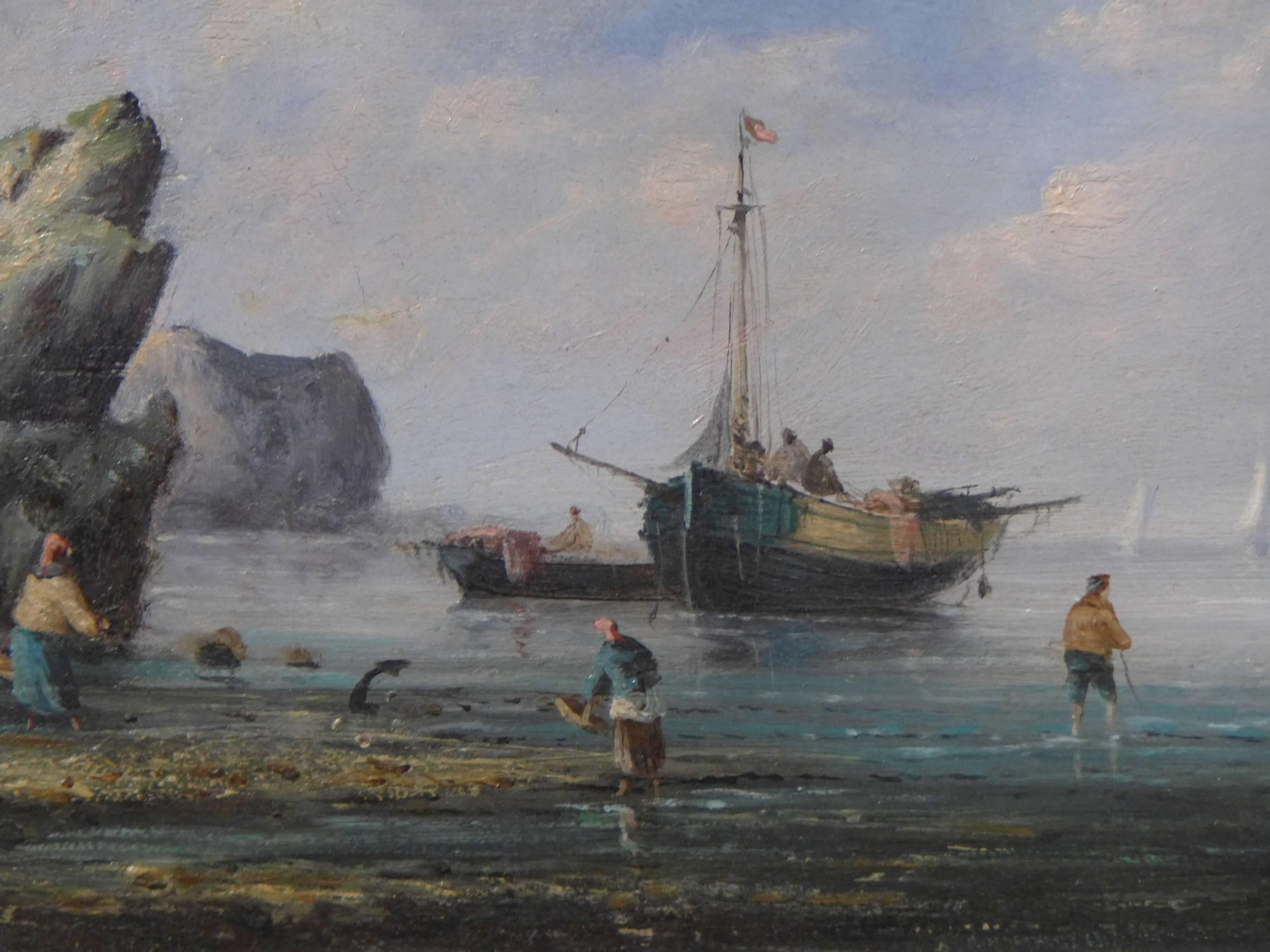 French 19th Century Oil on Canvas Called Les Pêcheurs by Pierre Julien Gilbert