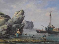 19th Century Oil on Canvas Called Les Pêcheurs by Pierre Julien Gilbert