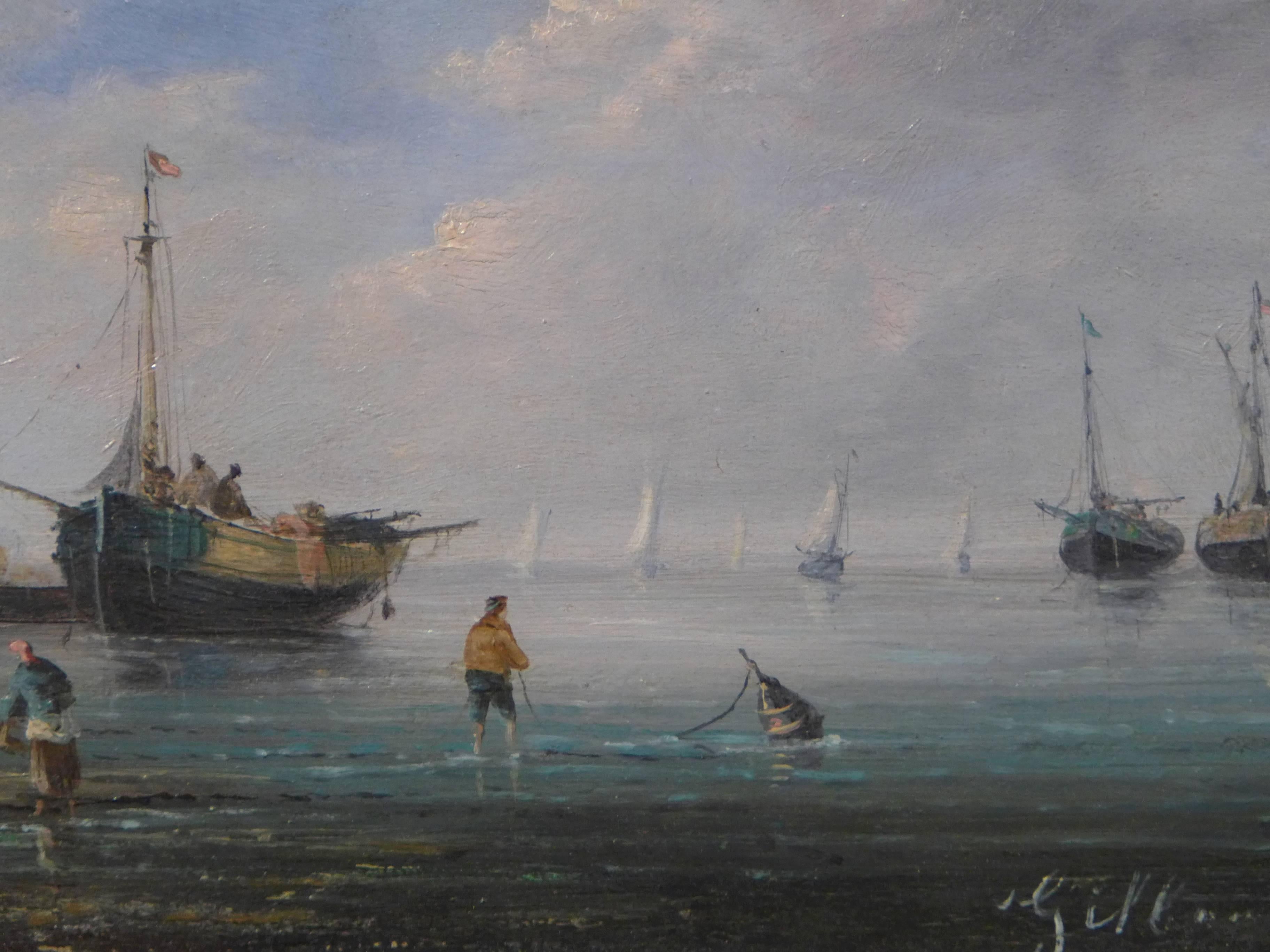 19th Century Oil on Canvas Called Les Pêcheurs by Pierre Julien Gilbert In Excellent Condition In Saint Ouen, FR