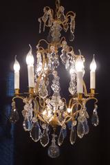 French Maison Baccarat Louis XV Style Ormolu and Crystal Small Chandelier