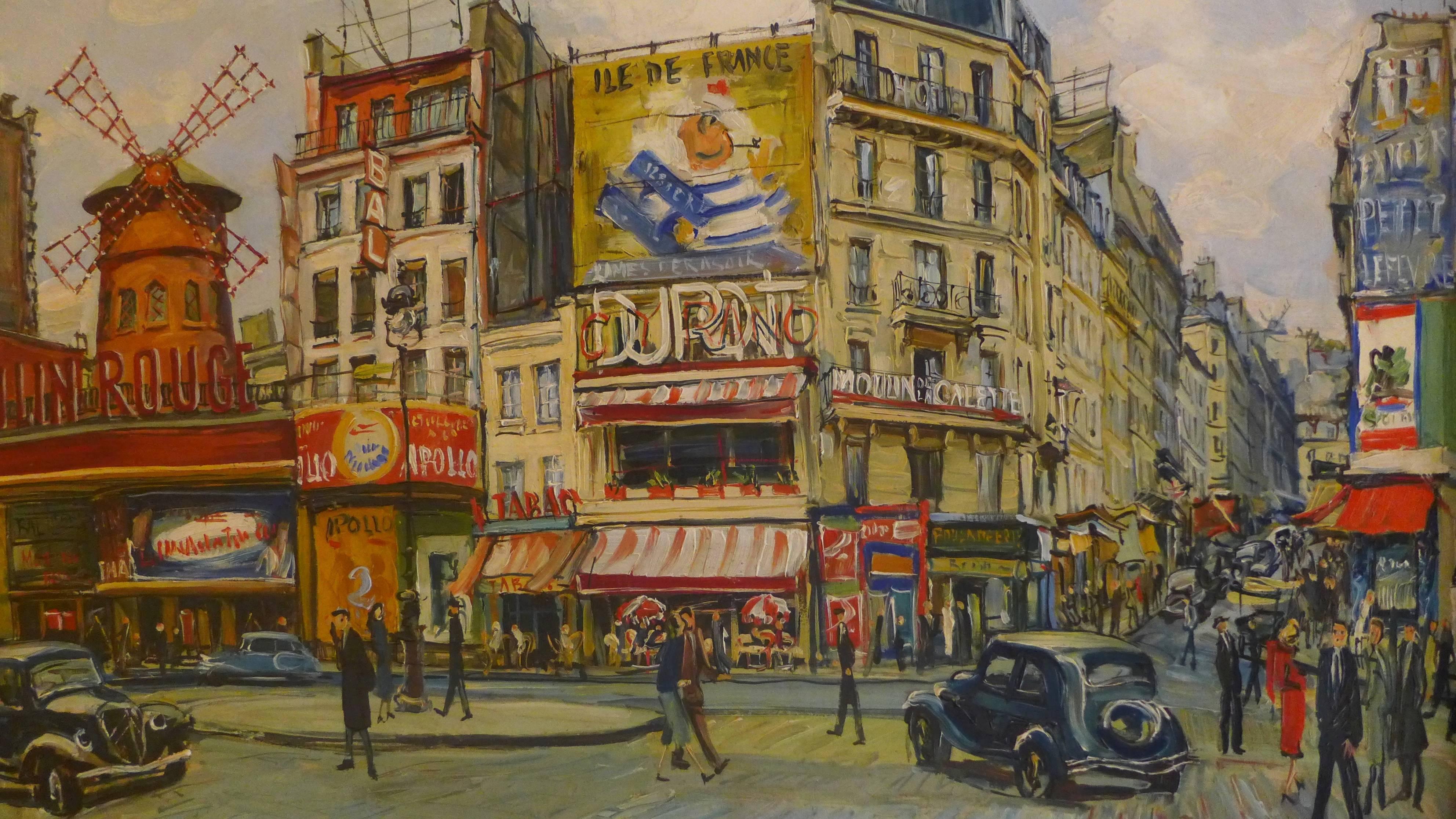 La Place Blanche in Paris with The Moulin Rouge, early 20h century circa 1925, signed lower left and dated on lower right by Alice Bailly.

Alice Bailly: Suisse painter, she was born on Geneva 1872 February 25, and she died in Lausannes 1938