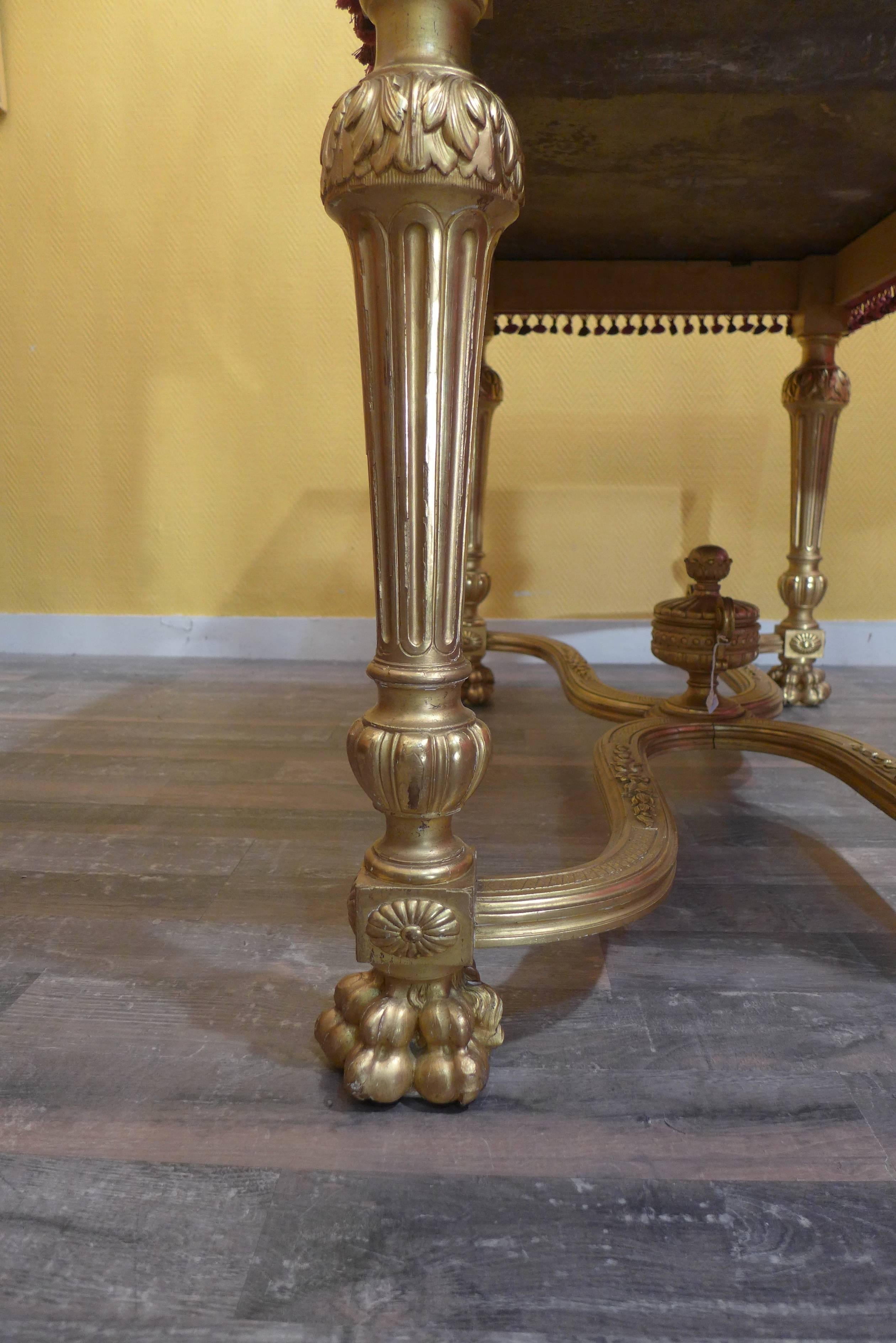 French Late-19h Century Giltwood Console Table, circa 1890 In Fair Condition For Sale In Saint Ouen, FR