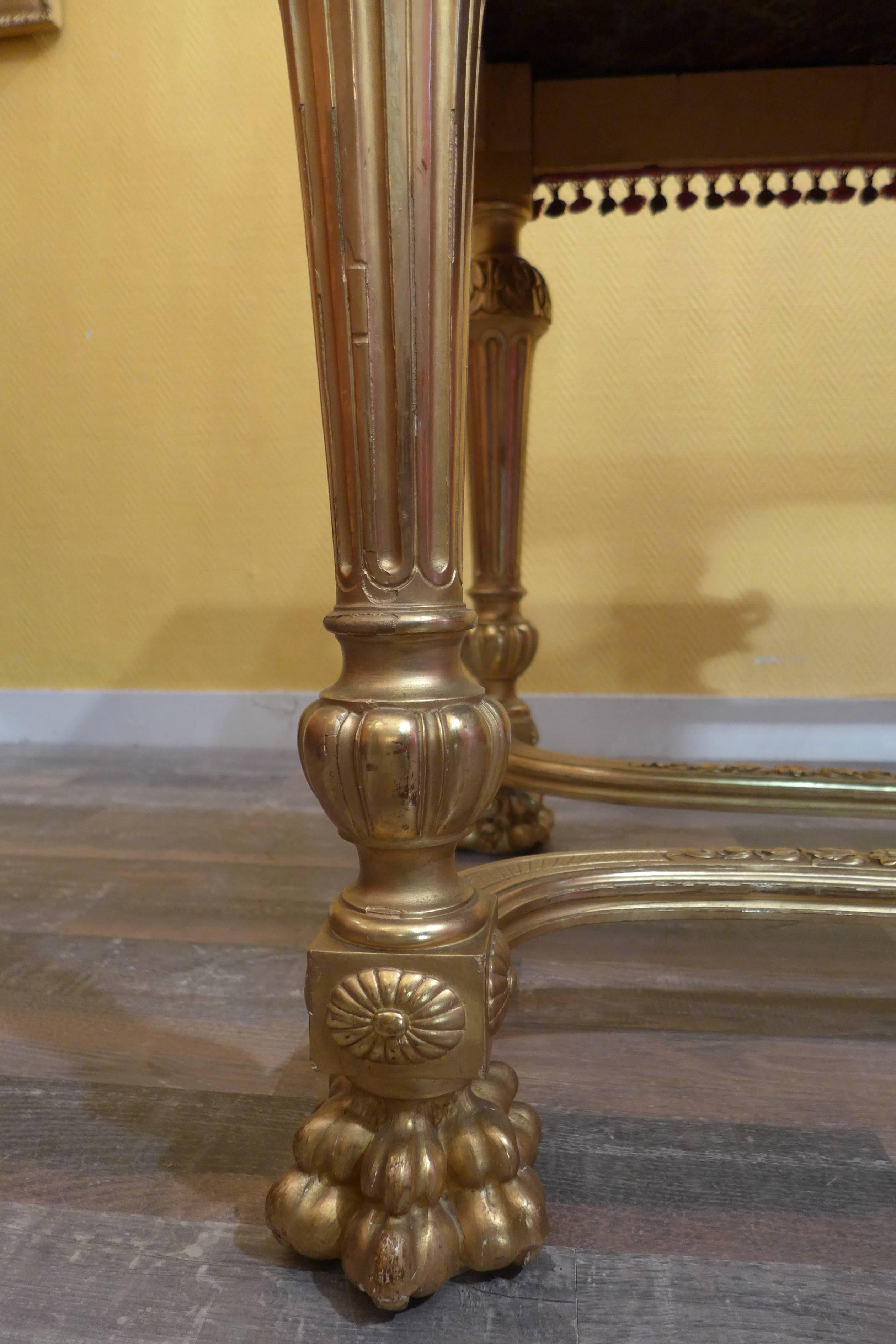 French Late-19h Century Giltwood Console Table, circa 1890 For Sale 1