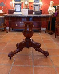 French Empire Period, Marble-Top and Mahogany Round Pedestal Table, circa 1810