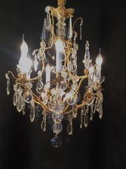 French Maison Baccarat Louis XVI Style Ormolu and Crystal Small Chandelier