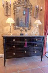 French Louis XVI Style Ebonized Mahogany Marble-Top Commode, circa 1800