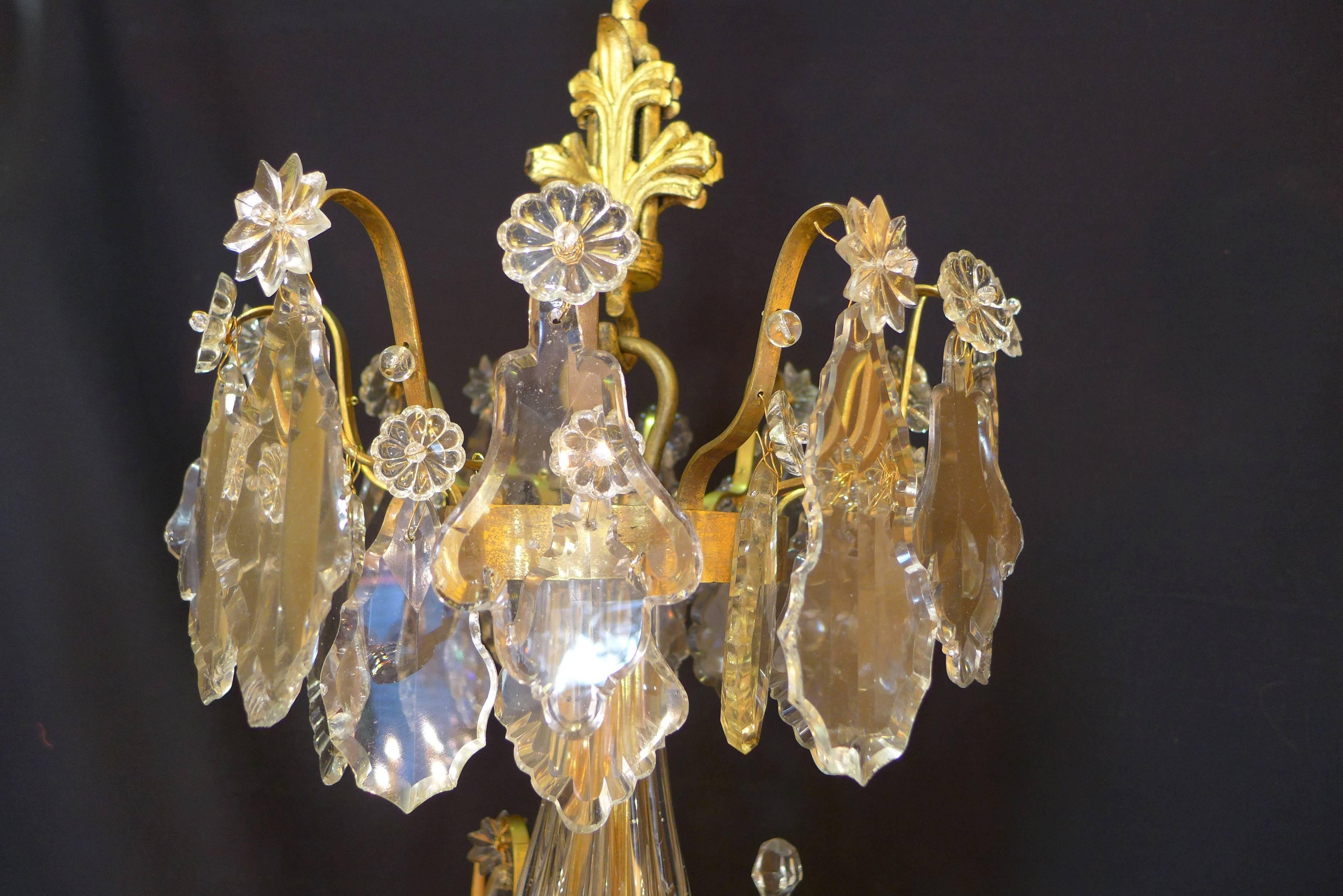 French Louis XV Period, Ormolu and Hand-Cut Crystal Chandelier, circa 1740 In Excellent Condition In Saint Ouen, FR