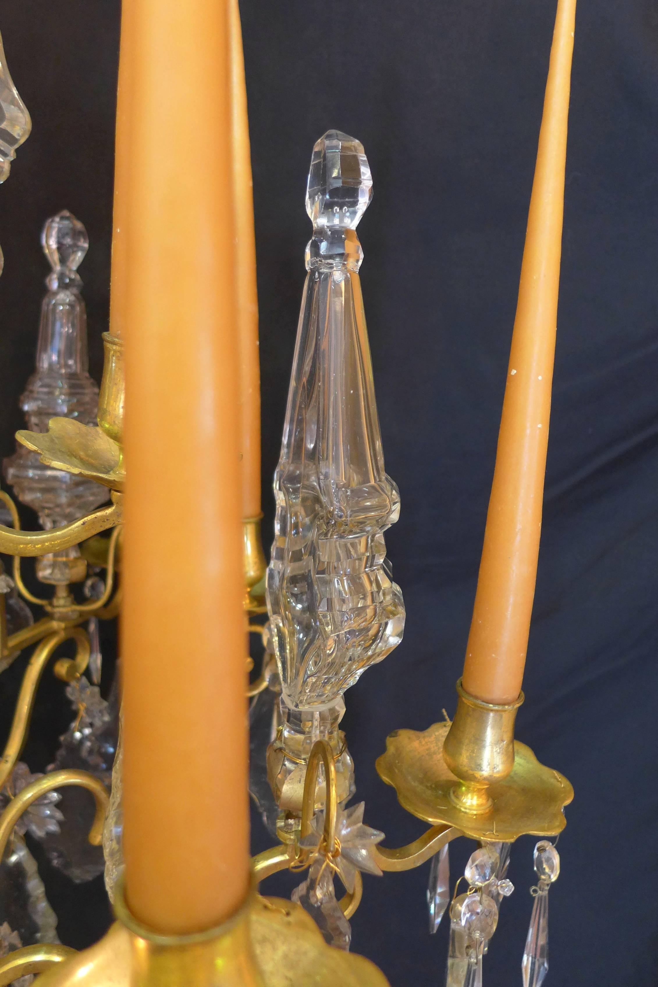 French Louis XV Period, Ormolu and Hand-Cut Crystal Chandelier, circa 1740 2