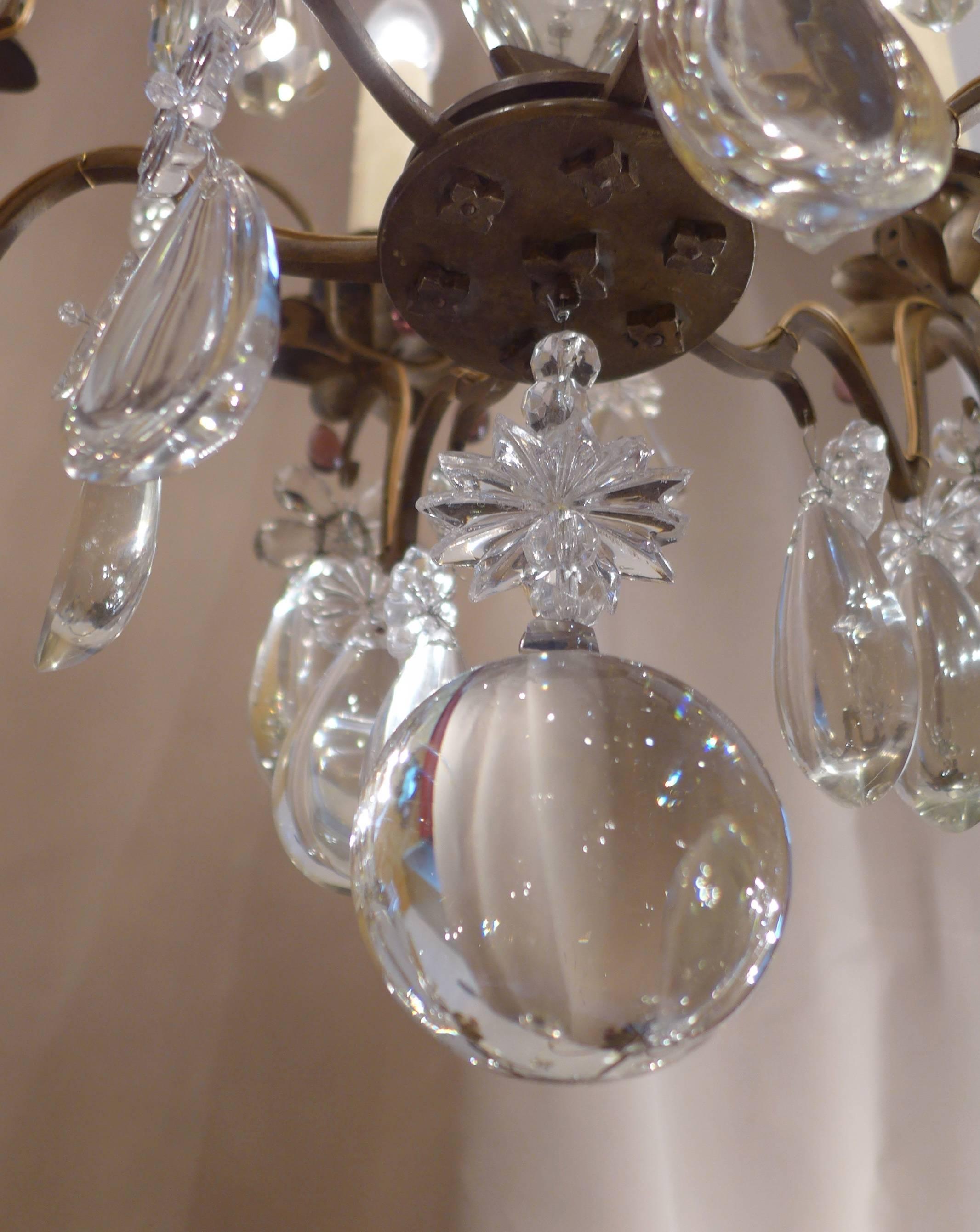 French Maison Baguès Louis XV Style Patinated Bronze and Crystal Chandelier 4