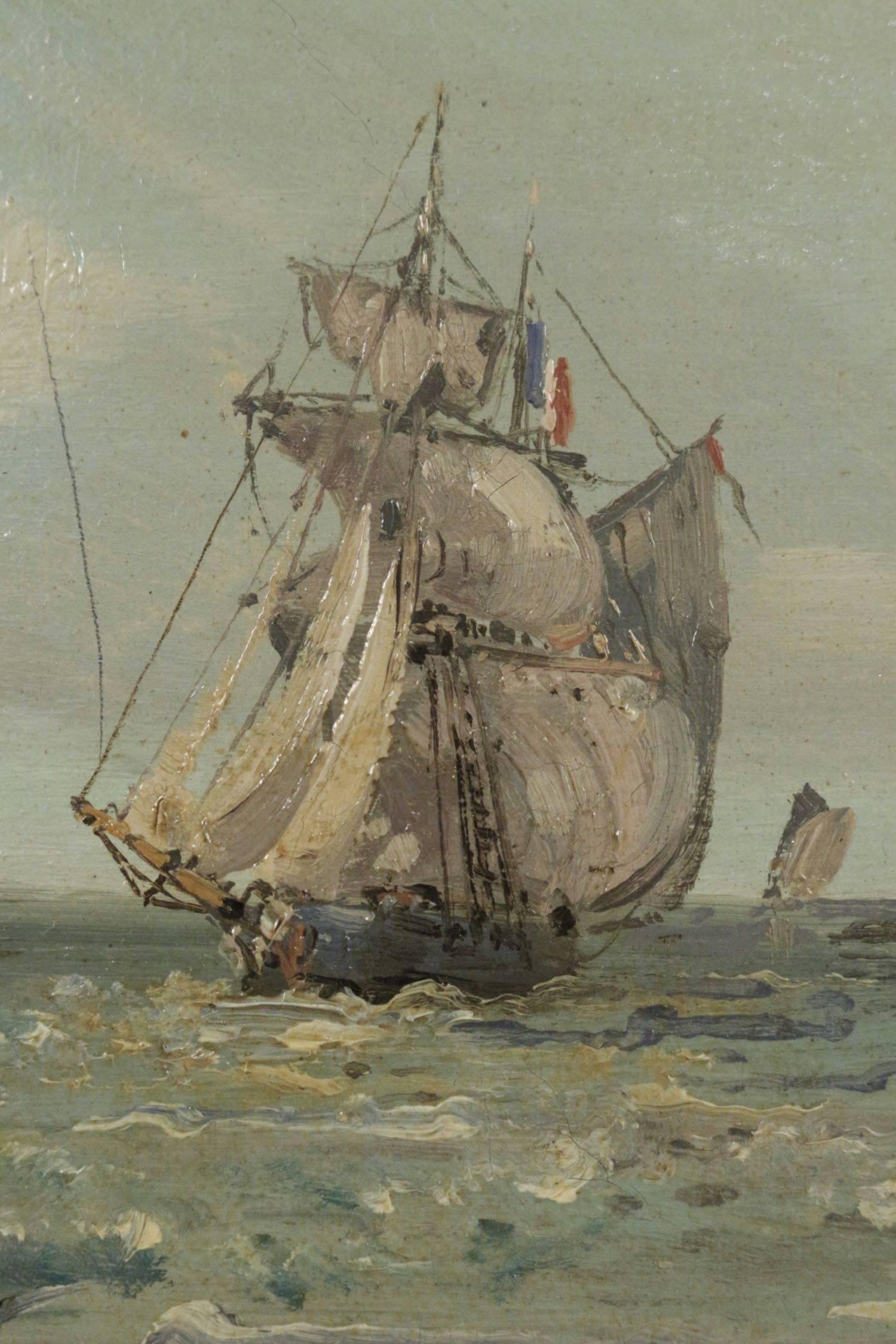 Late 19th Century Oil on Canvas Called 'Marine' by Jules Véron-Faré For Sale 3