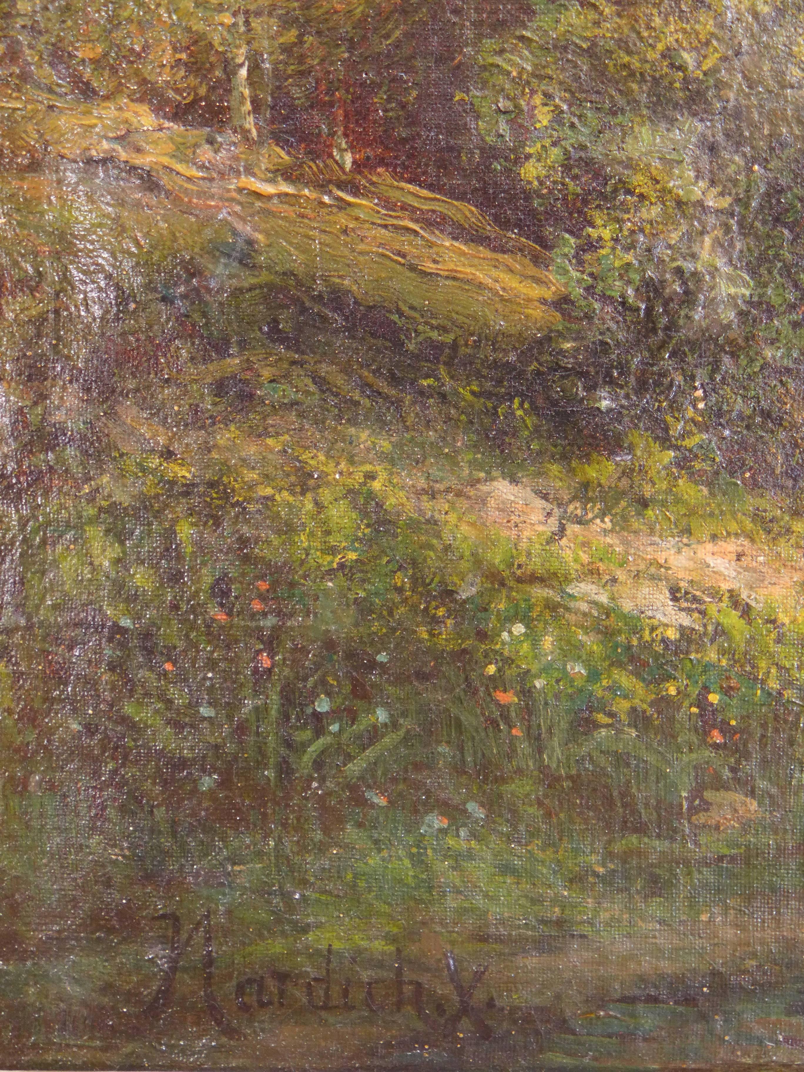 French Oil on Canvas, circa 1860 Barbizon School ‘Rural Landscape’ Sign
