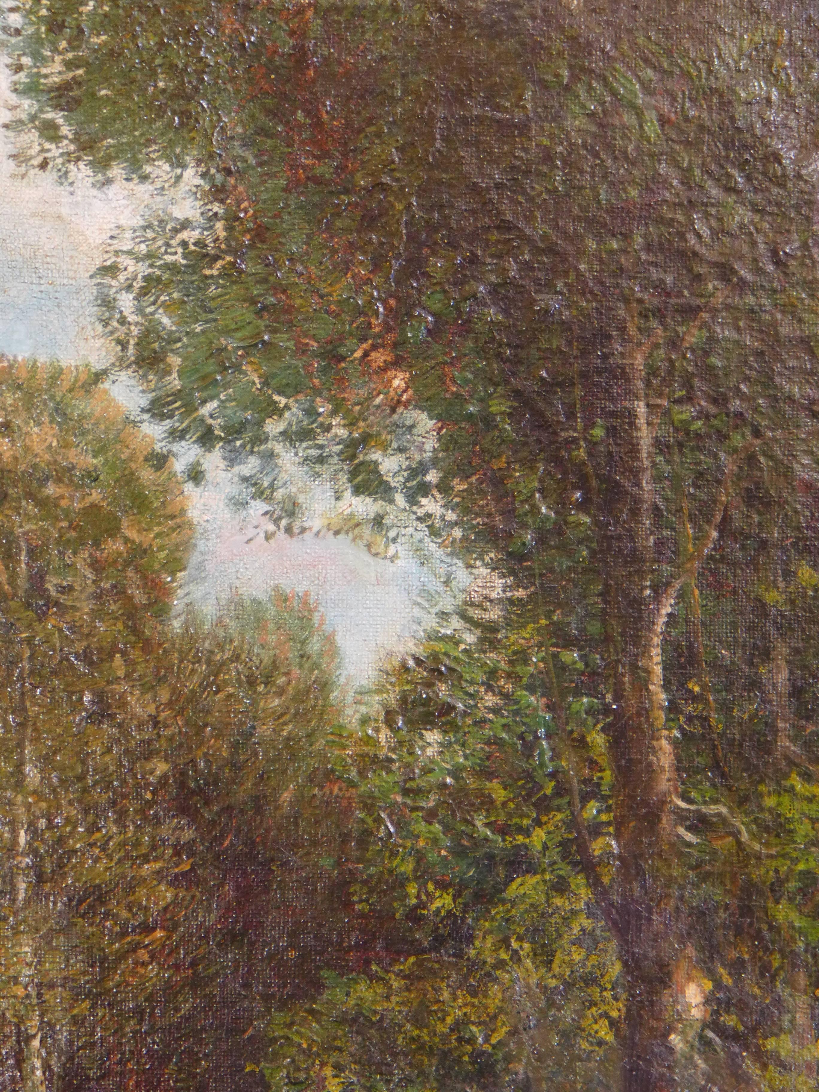 Oiled Oil on Canvas, circa 1860 Barbizon School ‘Rural Landscape’ Sign