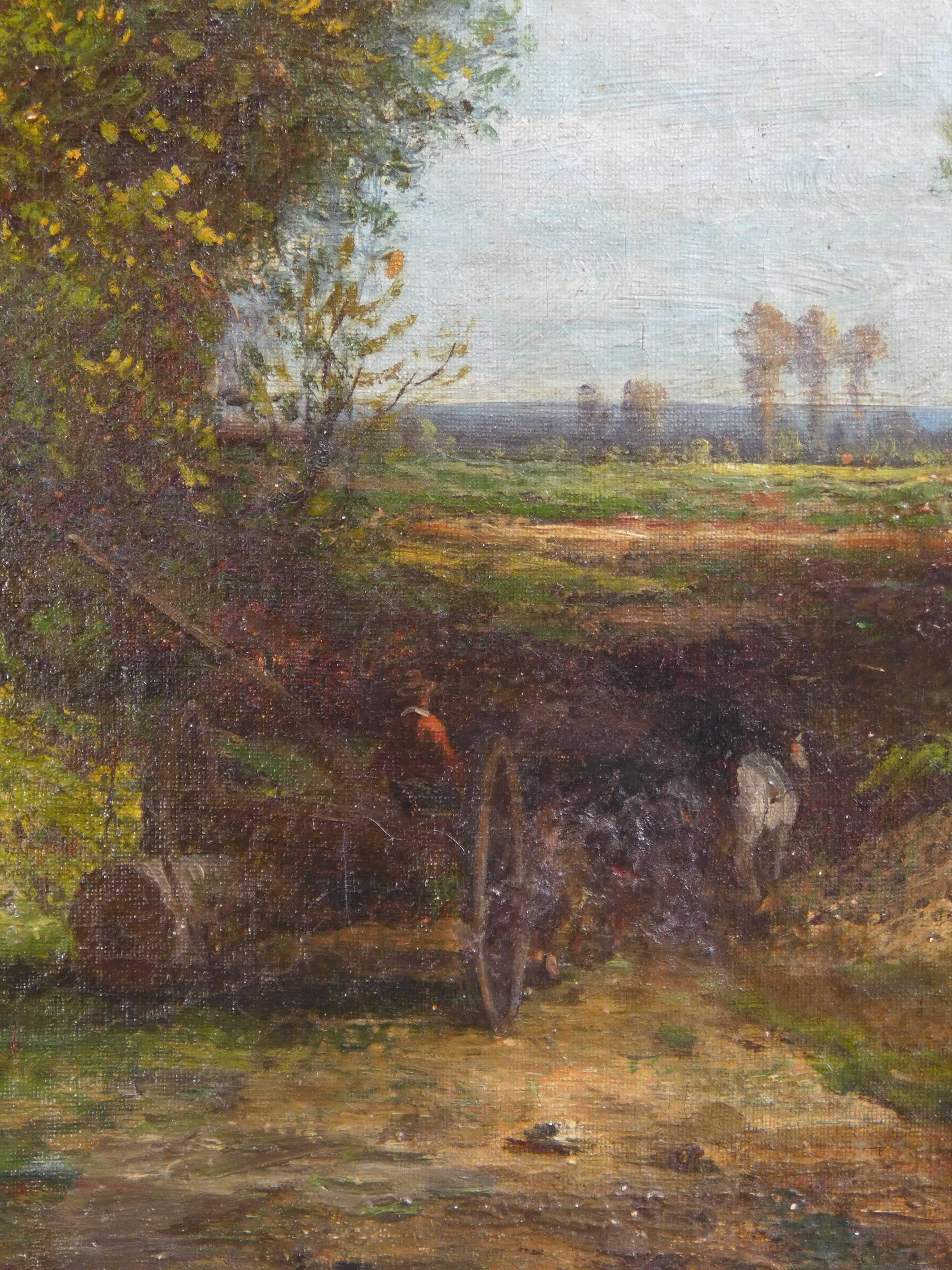 Oil on Canvas, circa 1860 Barbizon School ‘Rural Landscape’ Sign In Excellent Condition In Saint Ouen, FR