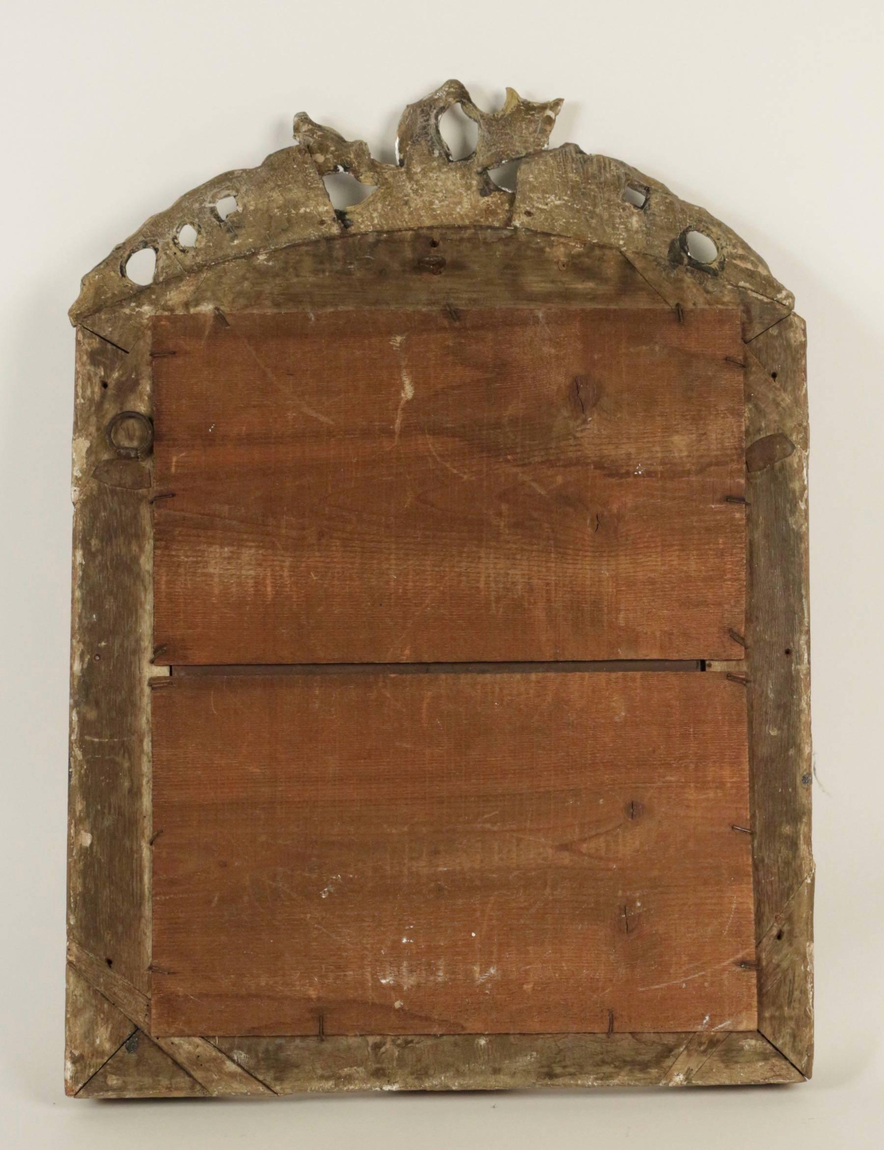 French Louis XV Period, Hand-Carved Silvered Wood Mirror 3
