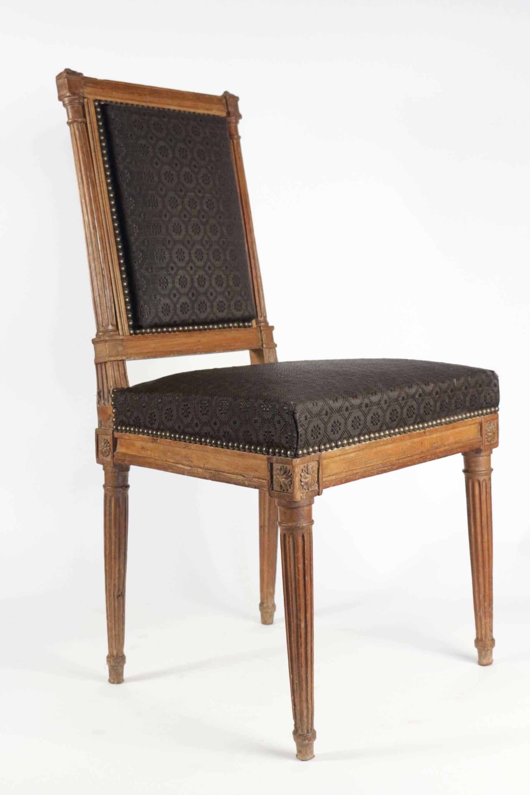 French Set of Eight Louis XVI Style Dining Chairs in Beechwood, circa 1850 In Good Condition In Saint Ouen, FR
