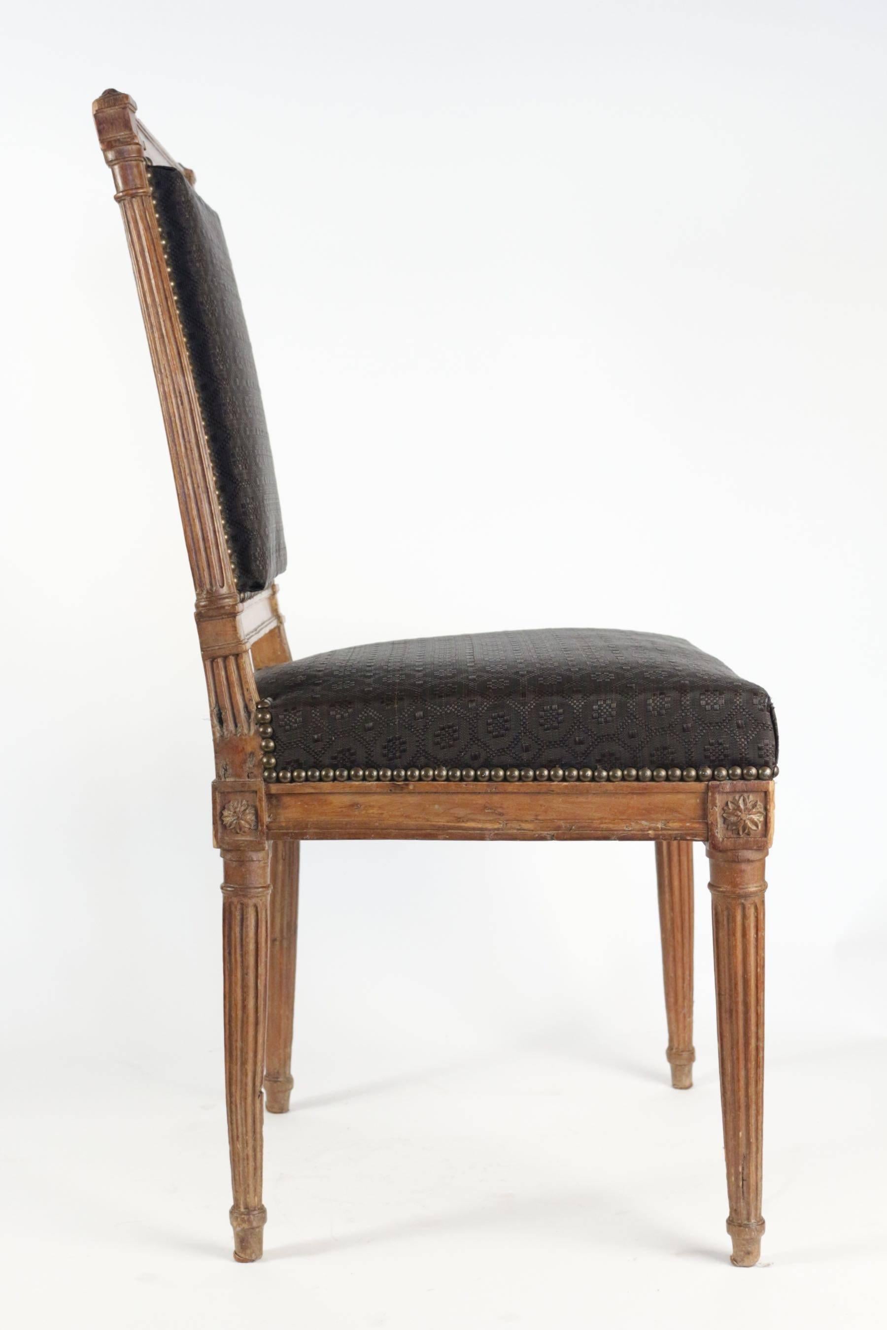 19th Century French Set of Eight Louis XVI Style Dining Chairs in Beechwood, circa 1850