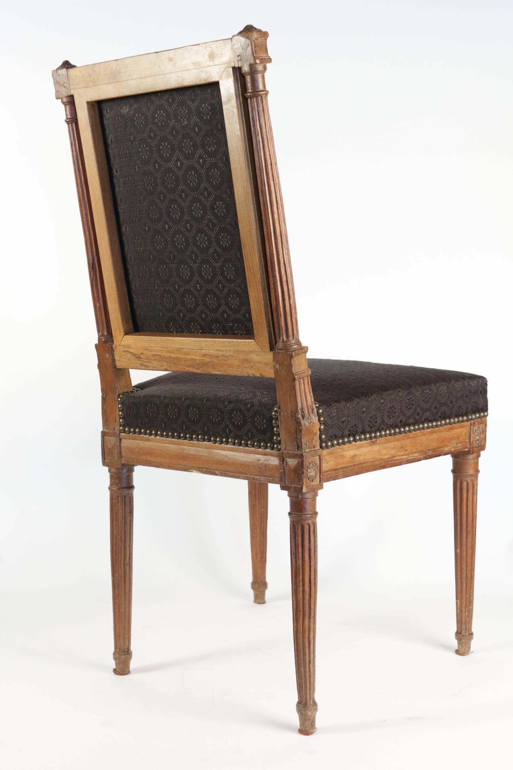 French Set of Eight Louis XVI Style Dining Chairs in Beechwood, circa 1850 1