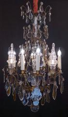 French Louis XV Style Gilded & Patinated Bronze and Baccarat Crystal Chandelier