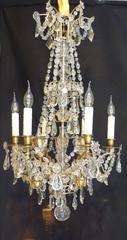 French Maison Baguès Louis XVI Style Gilded Bronze and Crystal Chandelier