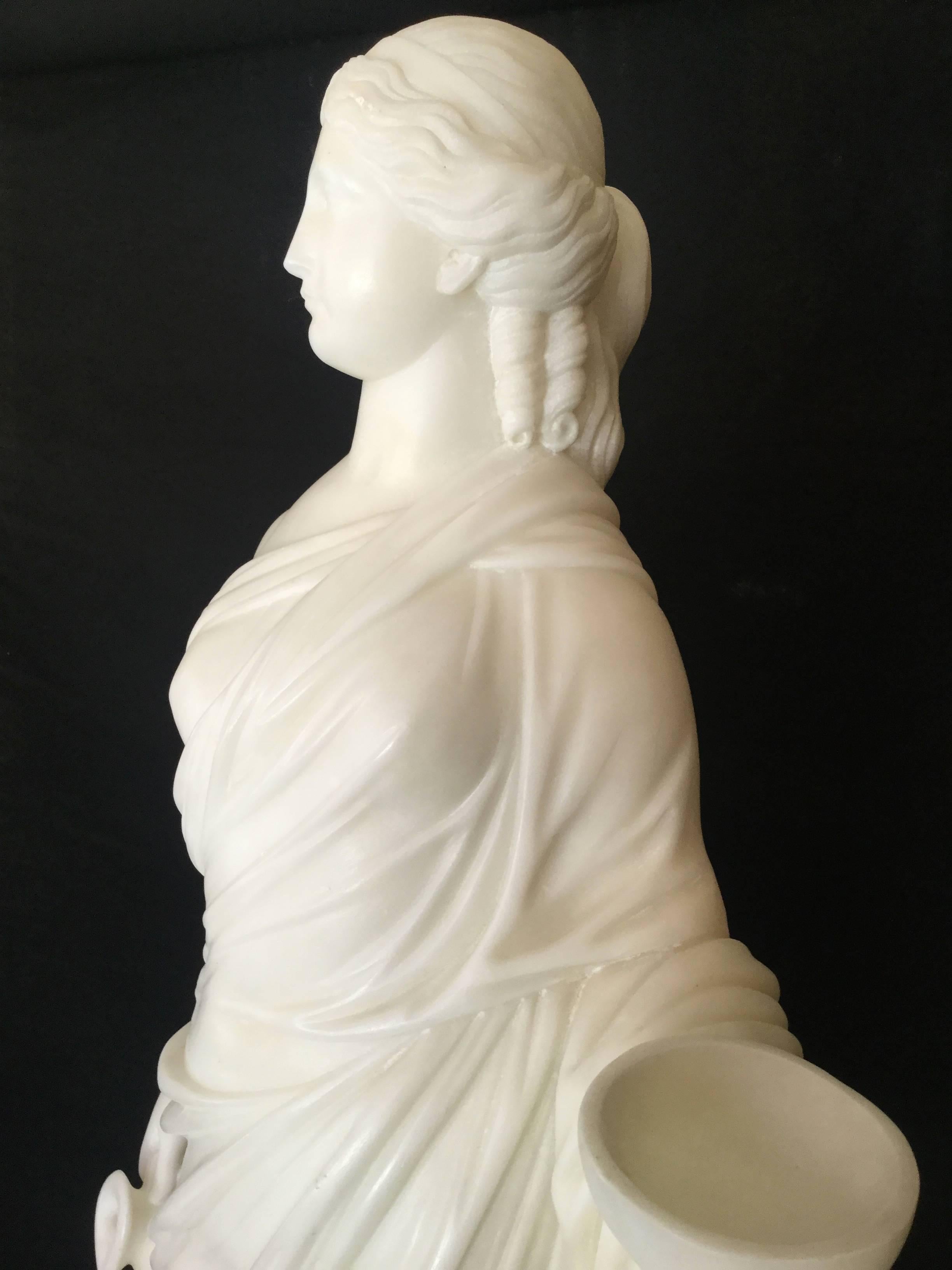 Hand-Carved Italian Late 19th Century Carrara Marble Hebe Sculpture