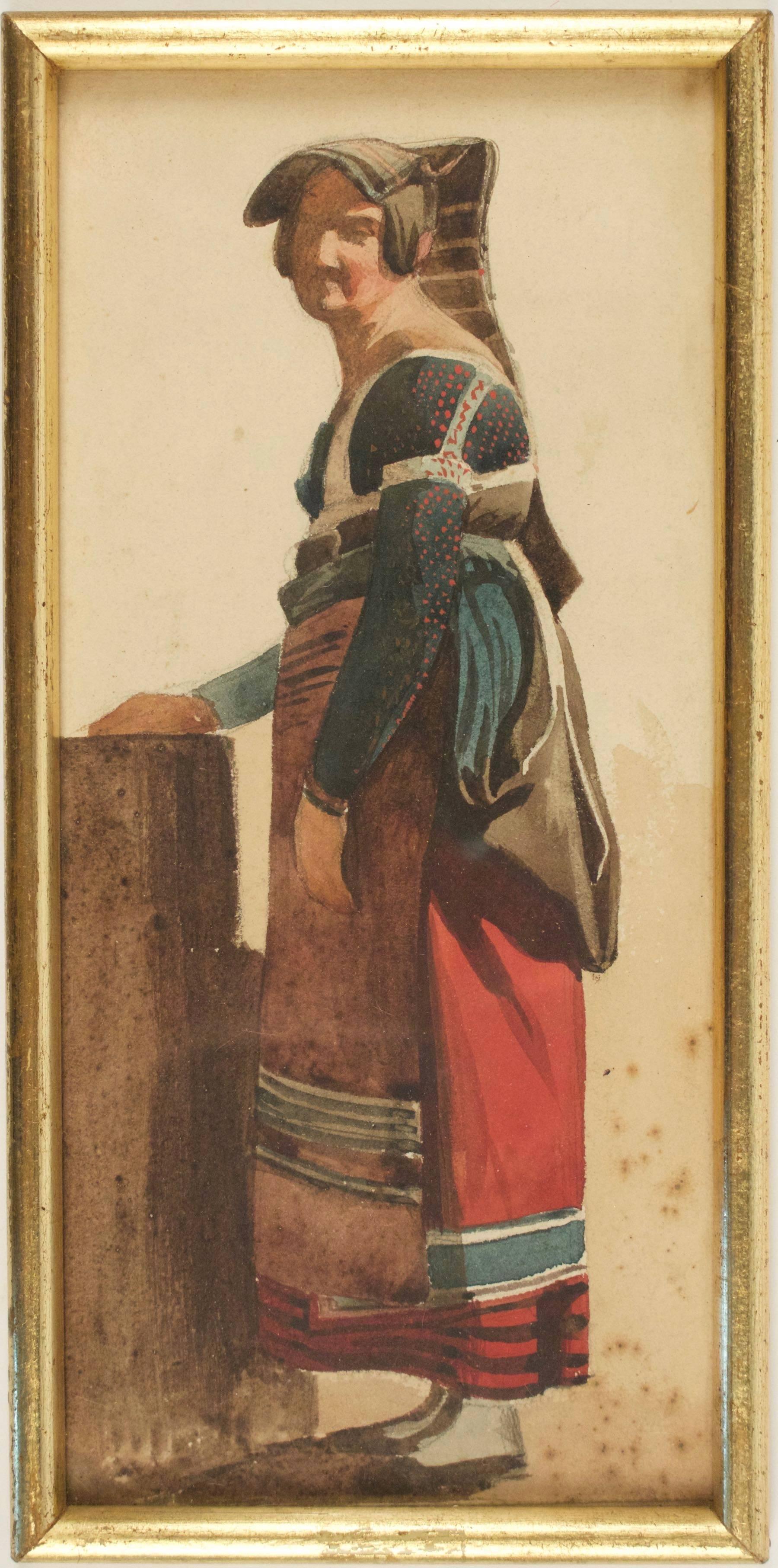 Set of Seven Watercolors Italians Mid-19th Century by Jean-Achille Benouville 1