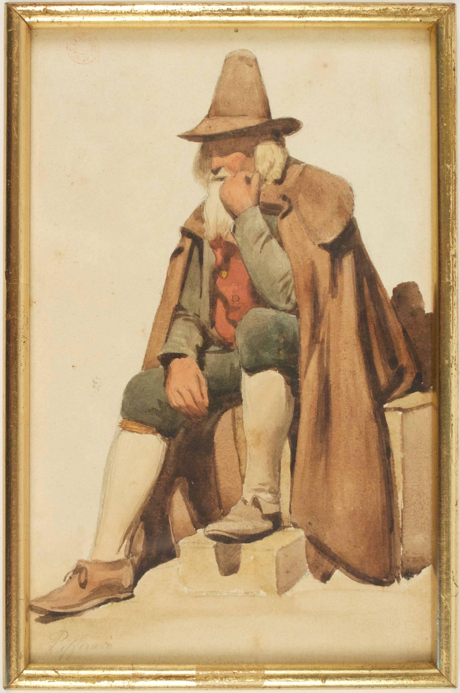 Set of Seven Watercolors Italians Mid-19th Century by Jean-Achille Benouville 4