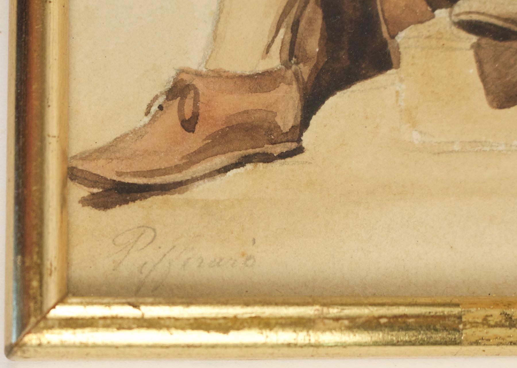 Set of Seven Watercolors Italians Mid-19th Century by Jean-Achille Benouville 5