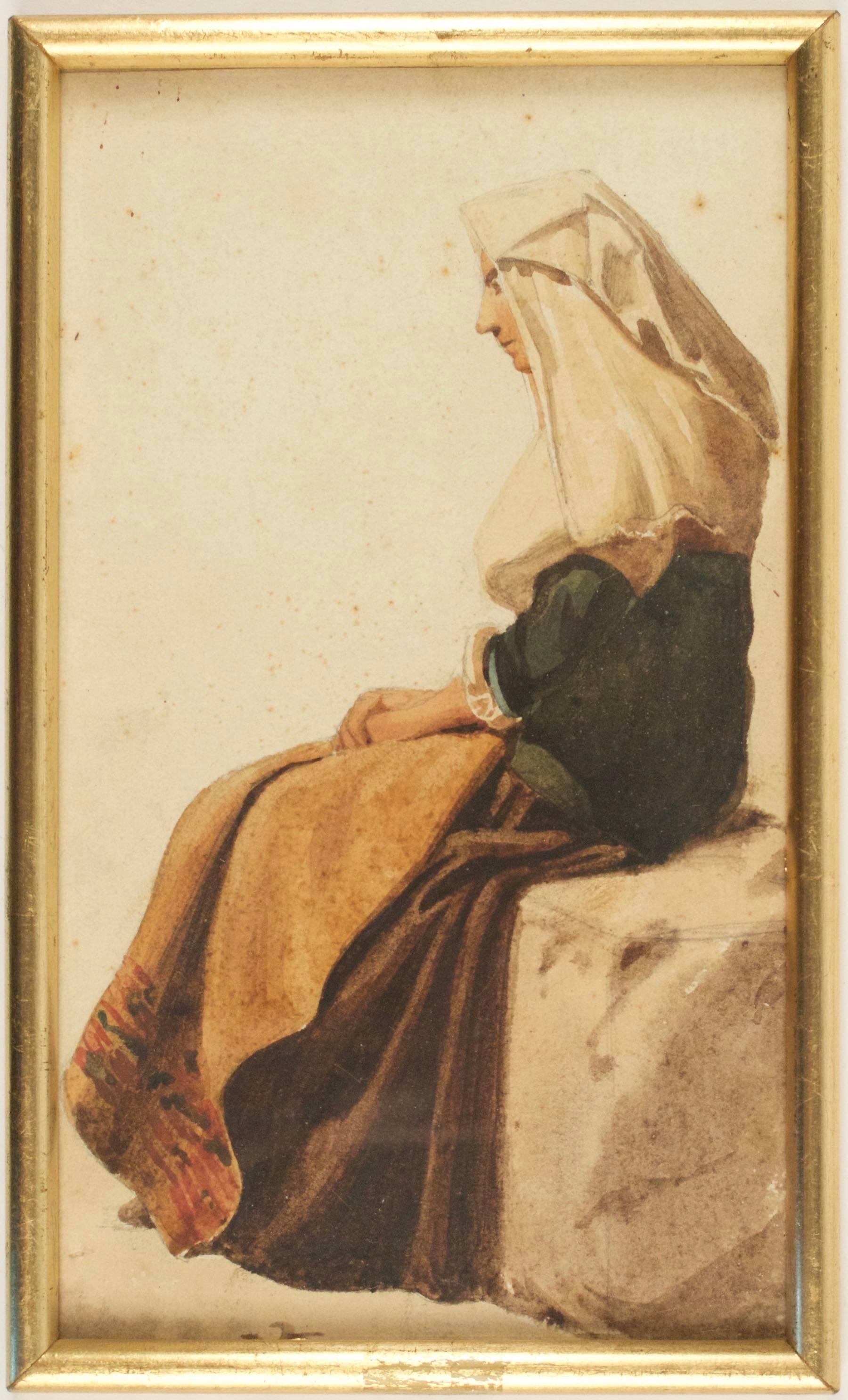 Set of Seven Watercolors Italians Mid-19th Century by Jean-Achille Benouville 6