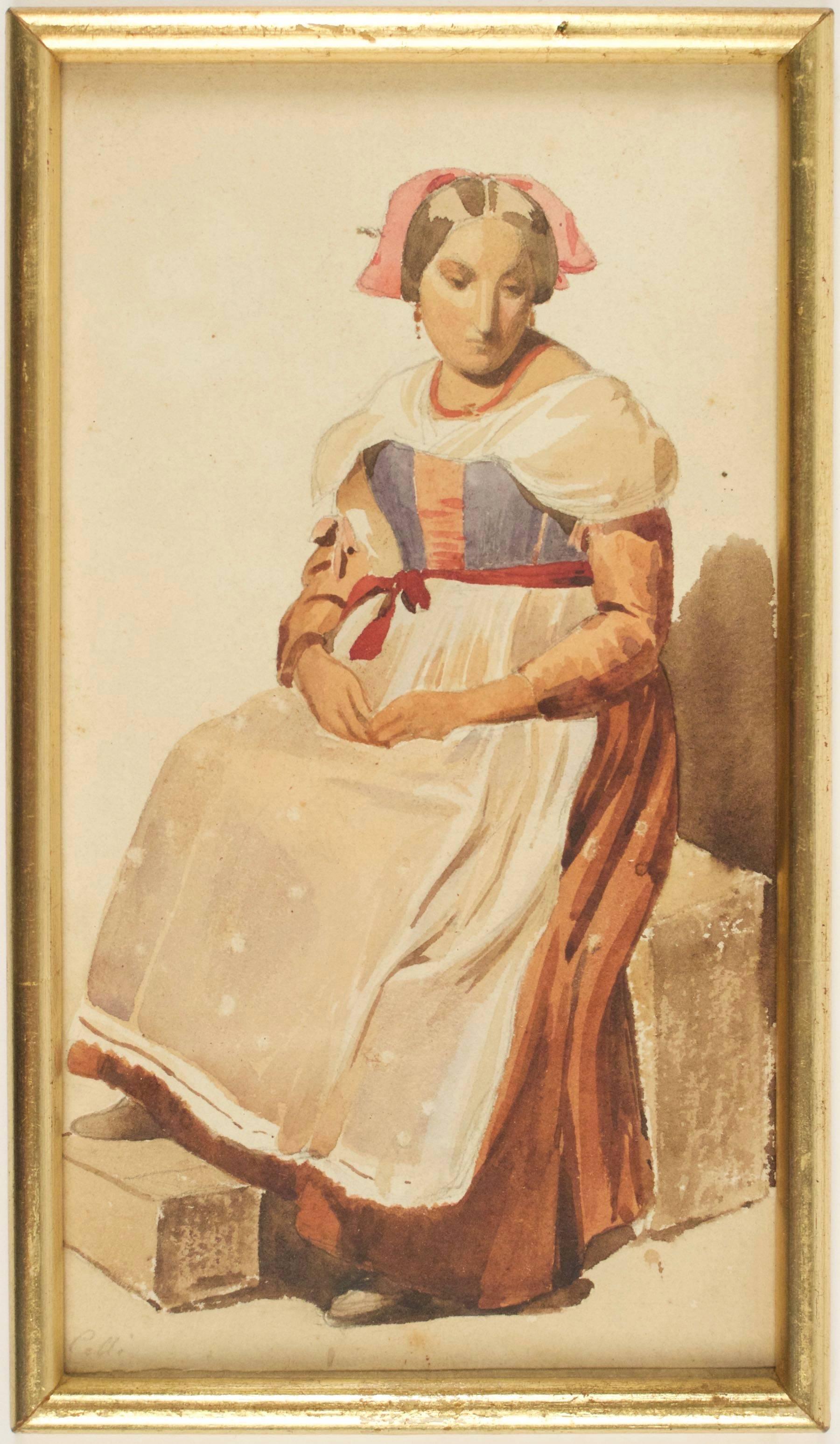 Set of Seven Watercolors Italians Mid-19th Century by Jean-Achille Benouville 7