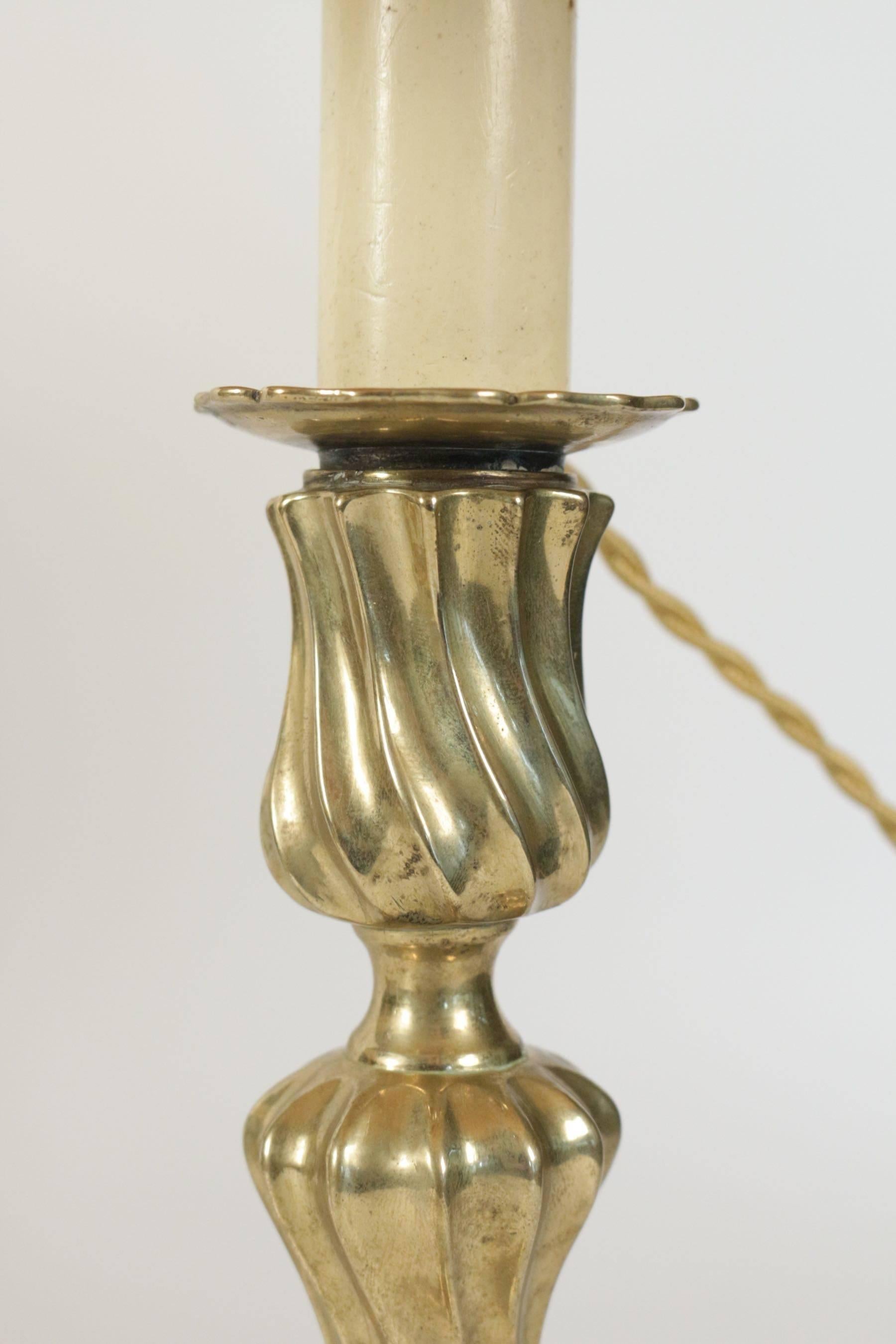 Pair of French Louis XV Period Ormolu Candlesticks Lamps, circa 1760 2