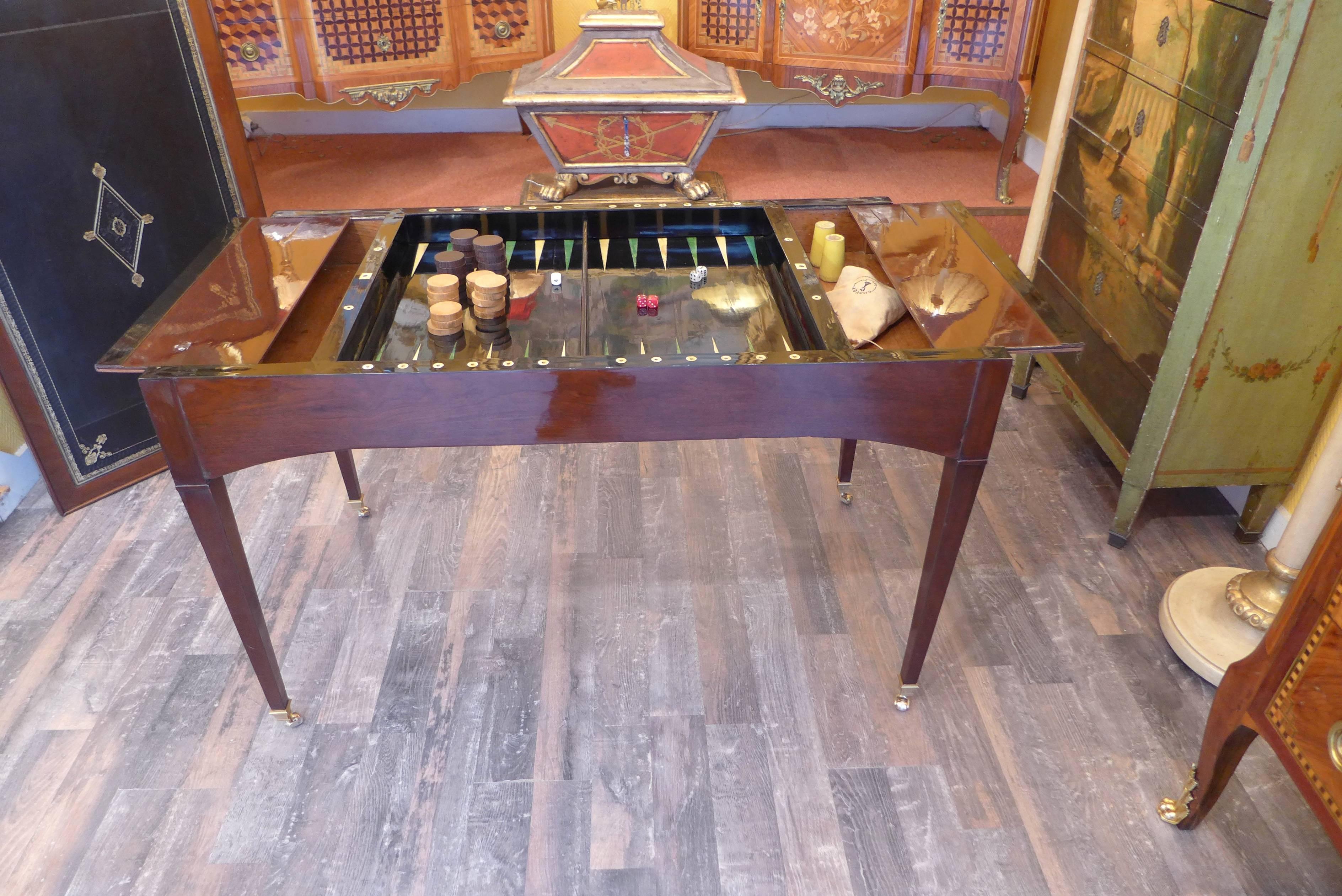 Polished French Directoire Period, circa 1795 Reversible Desk and Tric-Trac Game Table