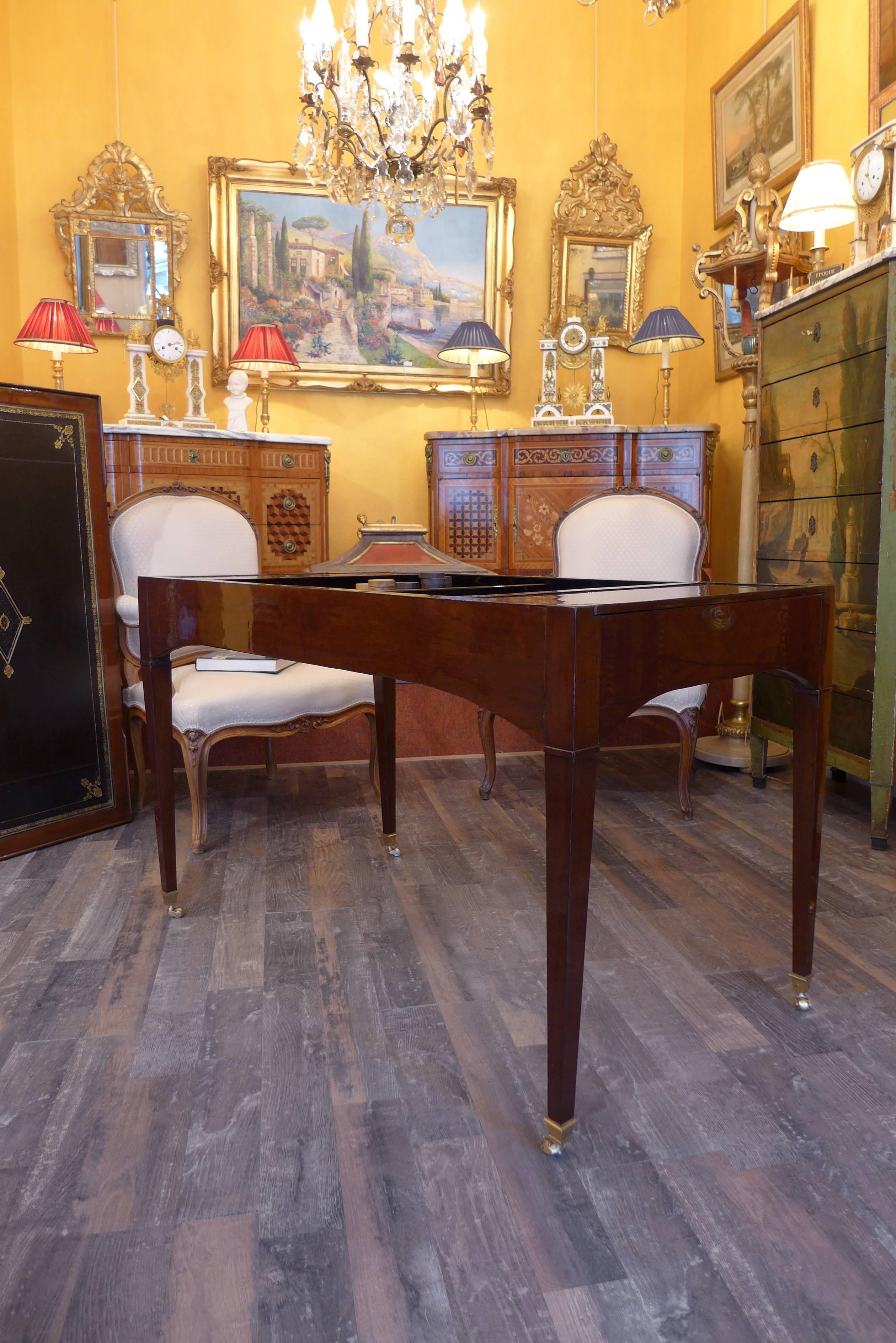 Mahogany French Directoire Period, circa 1795 Reversible Desk and Tric-Trac Game Table