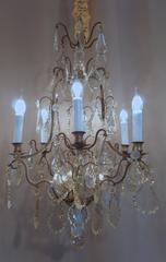 Early 20th Century Louis XV Style Old Silver Plate and Crystal Chandelier