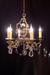 Attributed to French Maison Baguès Painted Iron and Crystal Chandelier
