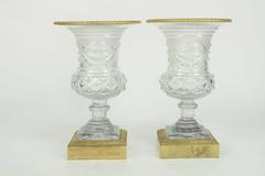 French Pair of Cut Crystal Medicis Vases Attributed to Baccarat, circa 1880