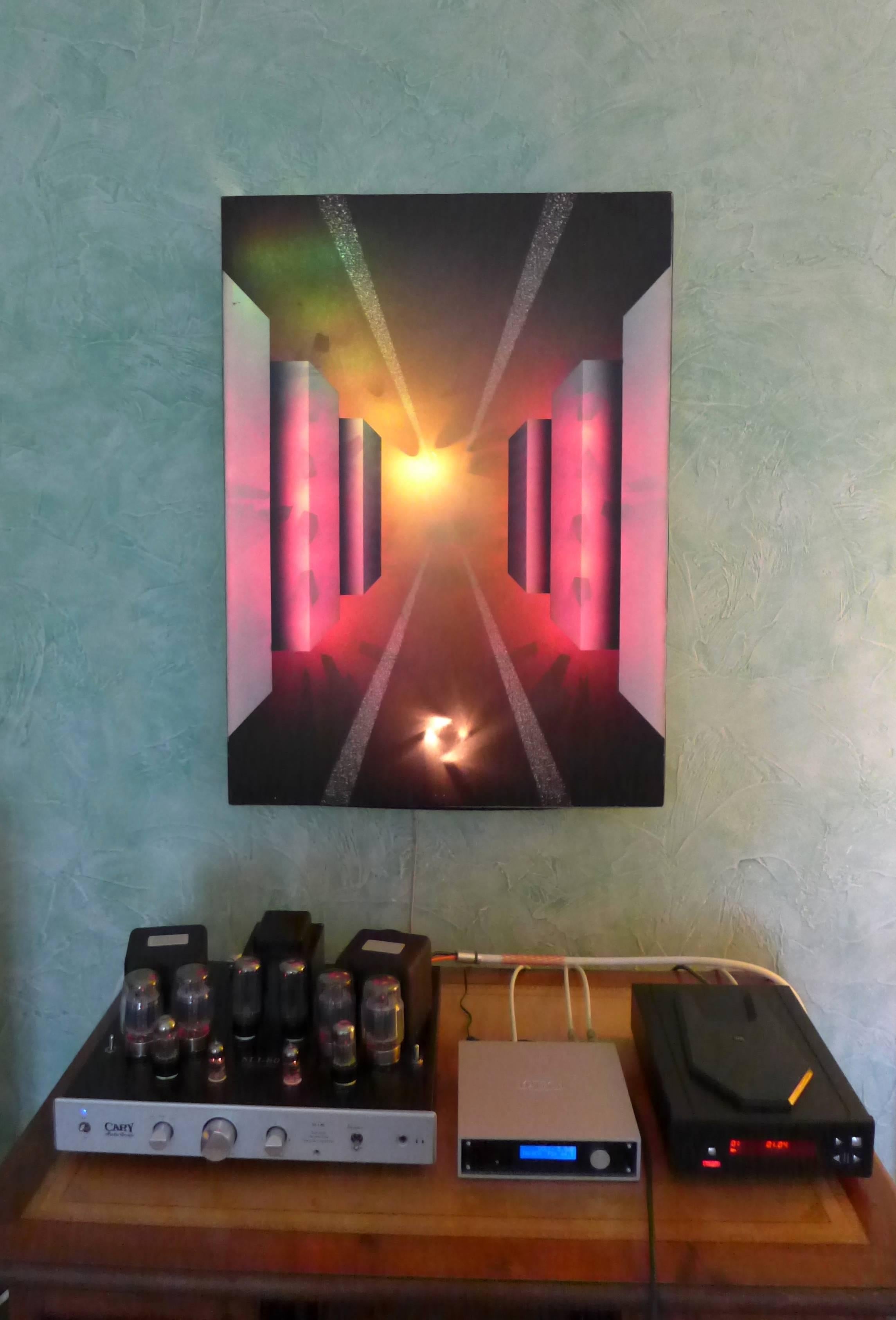20th Century Fantastic Journey Acrylic on Canvas and Electronic by Alain Bisson, circa 1987 For Sale