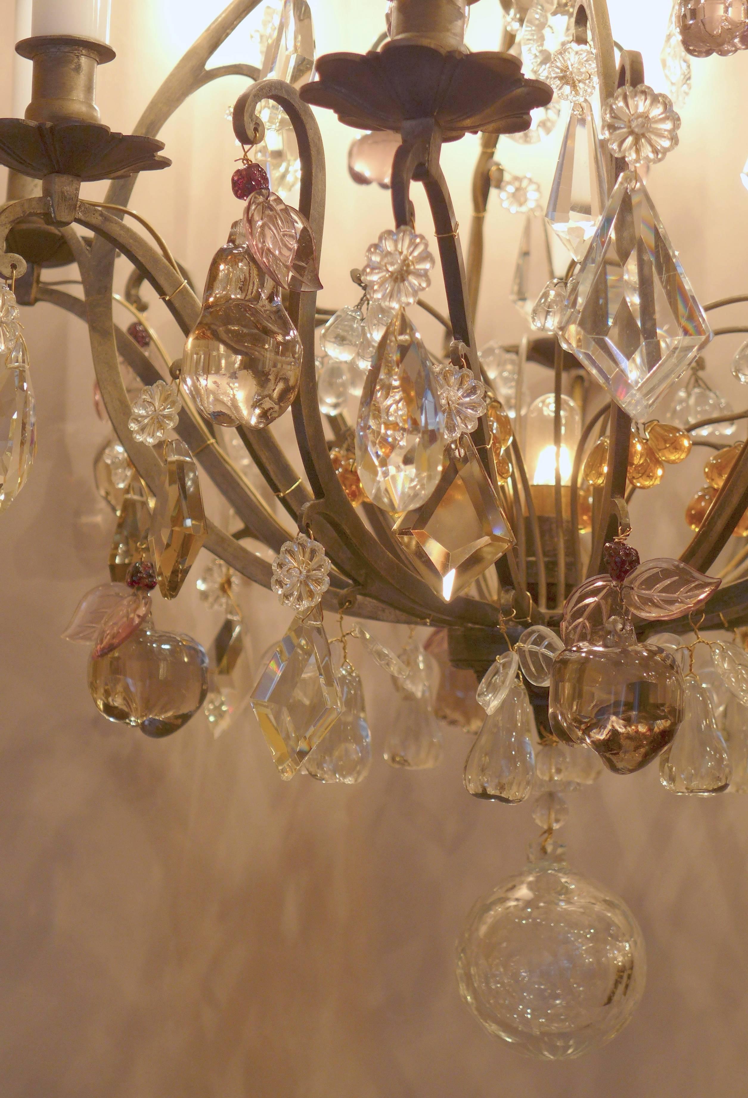 French Louis XV Style Patinated Bronze and Crystal Chandelier 1