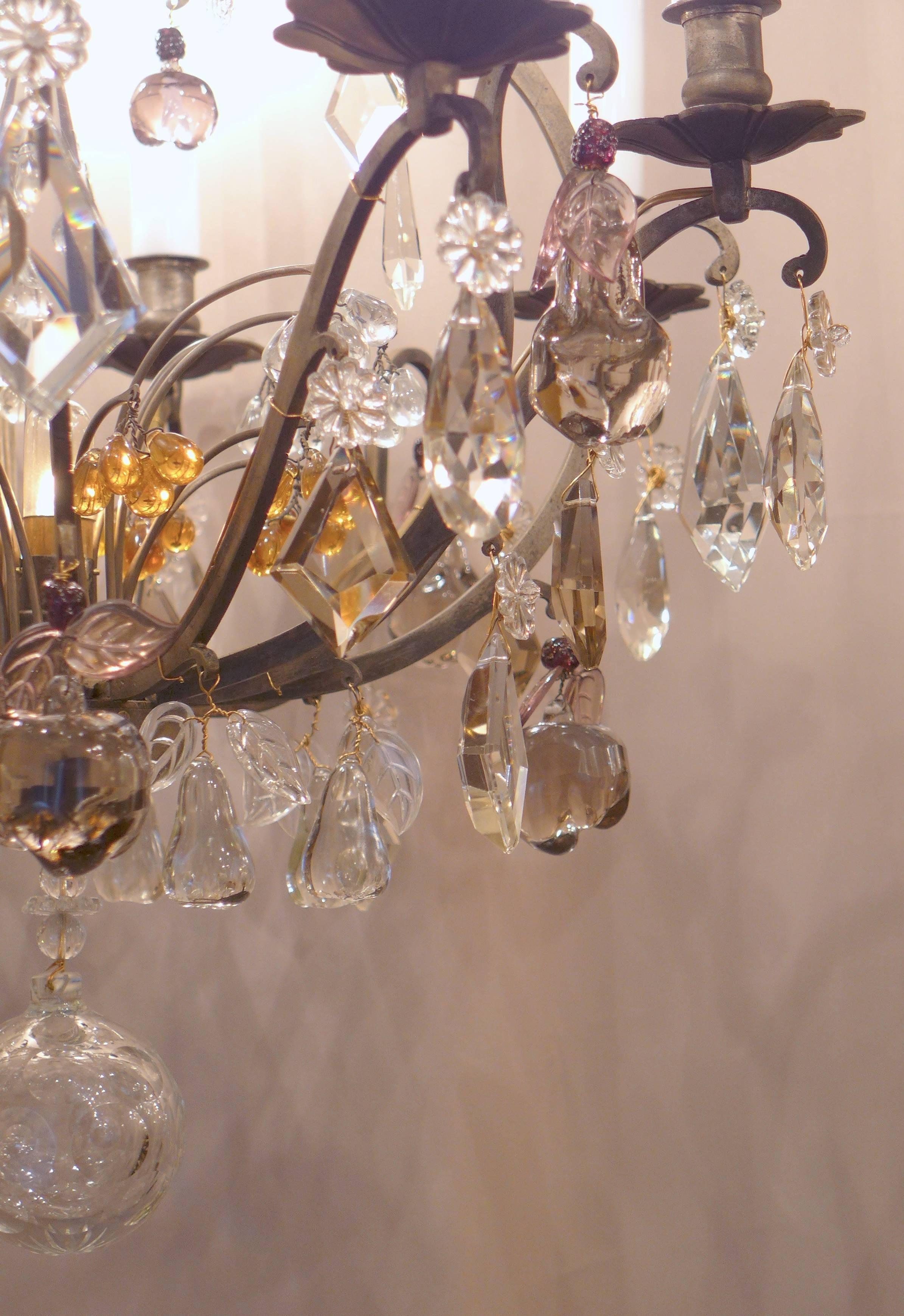 French Louis XV Style Patinated Bronze and Crystal Chandelier 2