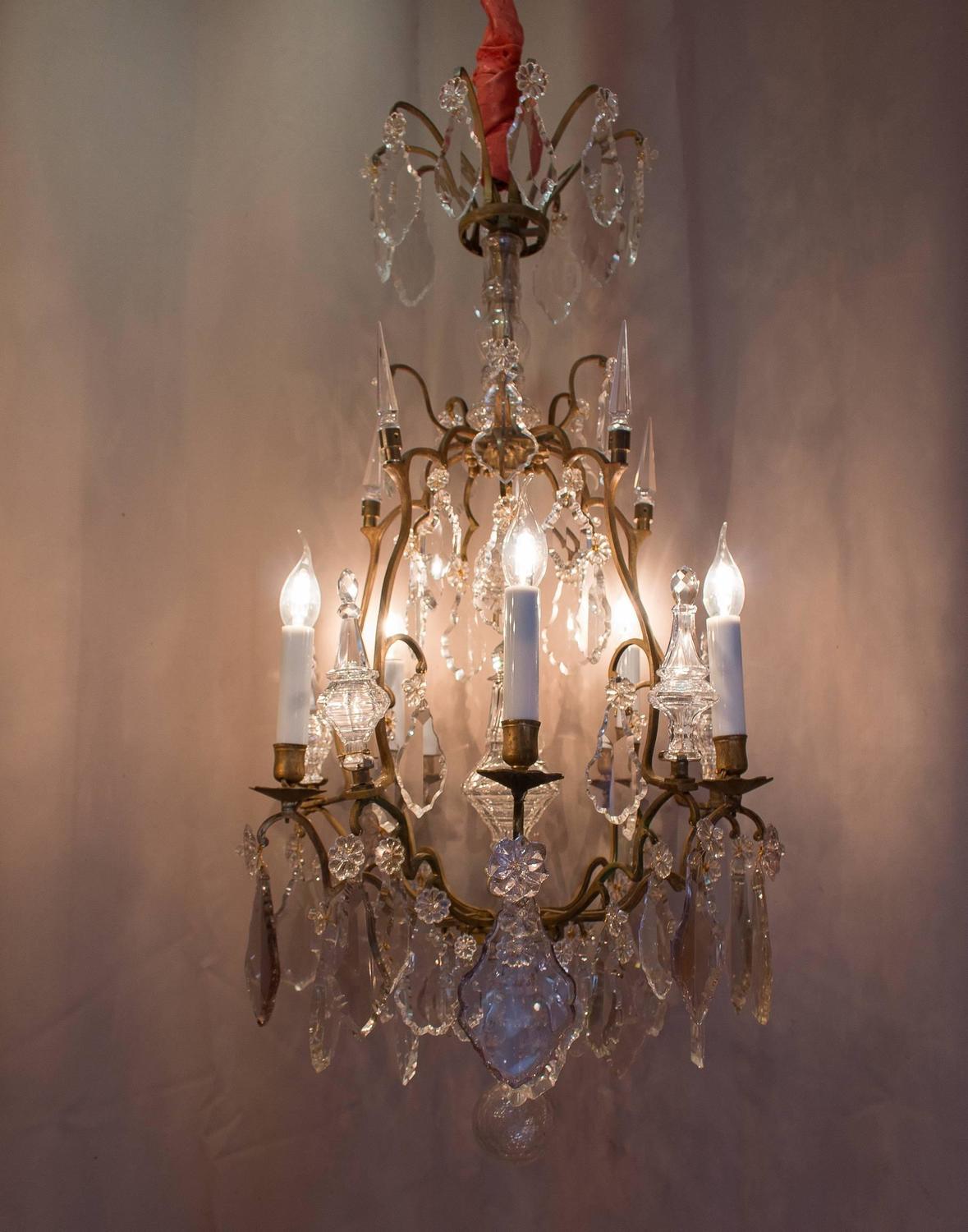 French Late 18th Century Bronze and HandCut Crystal Chandelier, circa