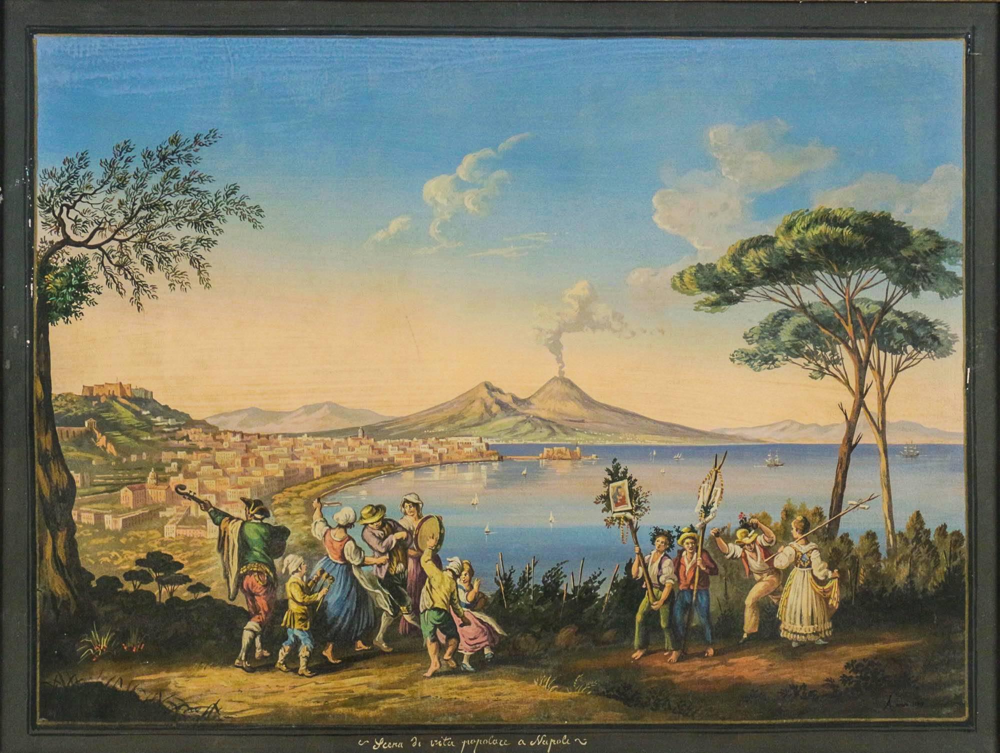 An early 20th century gouache of the Bay of Naples
signed A Importa, lower right, in original frame, circa 1903.
A Importa, late 19th century Italian painter.

Perfect condition.
