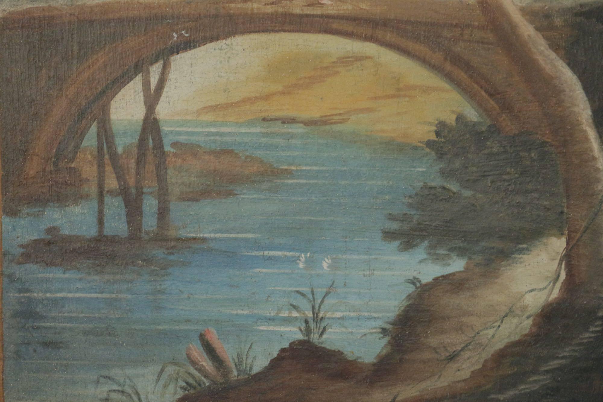 Italian Late 18th Century Oil Painting on Canvas, Two-Panel Screen In Good Condition In Saint Ouen, FR